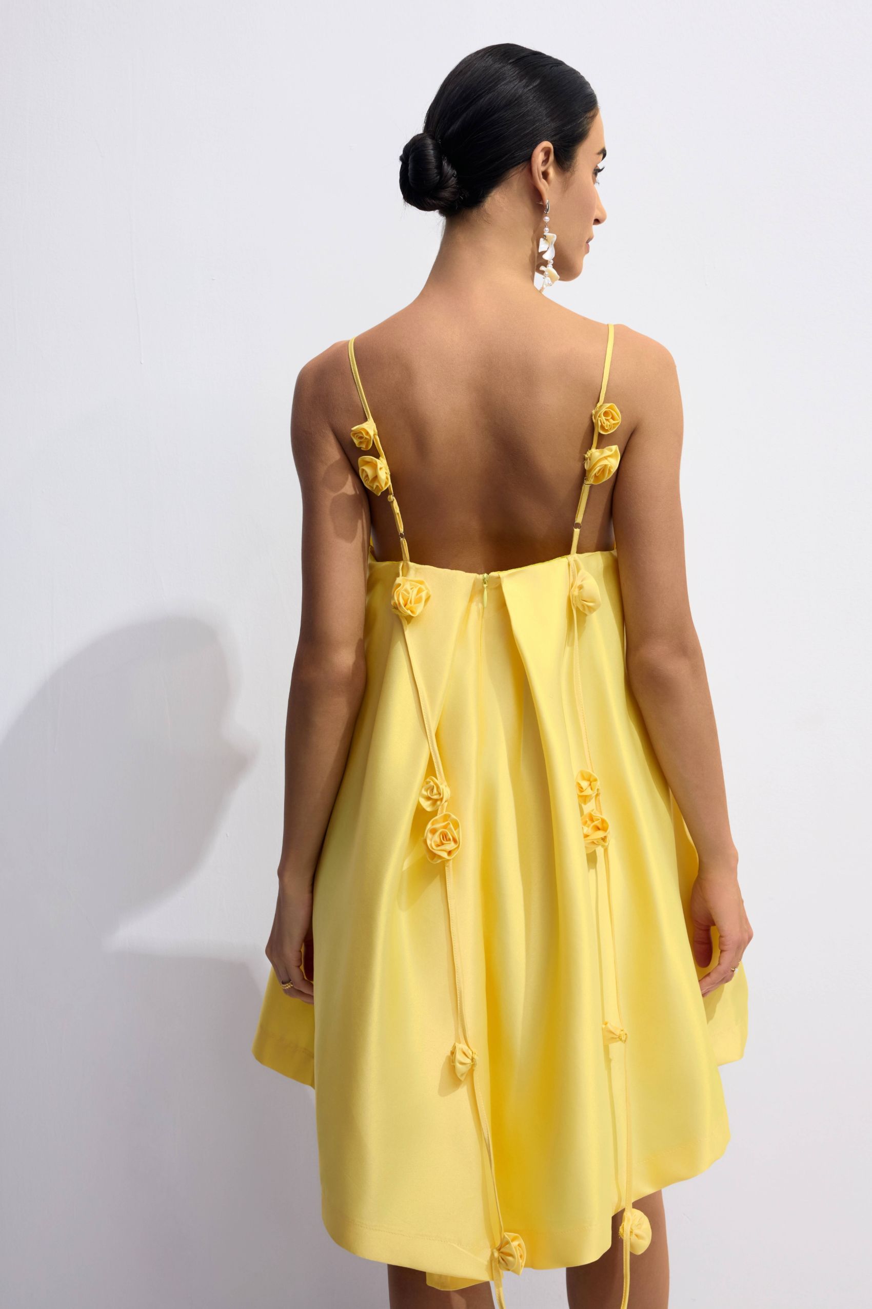 Rose Mini Dress – Spaghetti Strap Floral Detail for Summer Vibes- sunfere