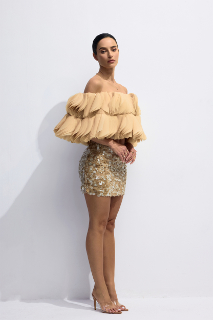 Lillian 3D Petal Off Shoulder Crop Top