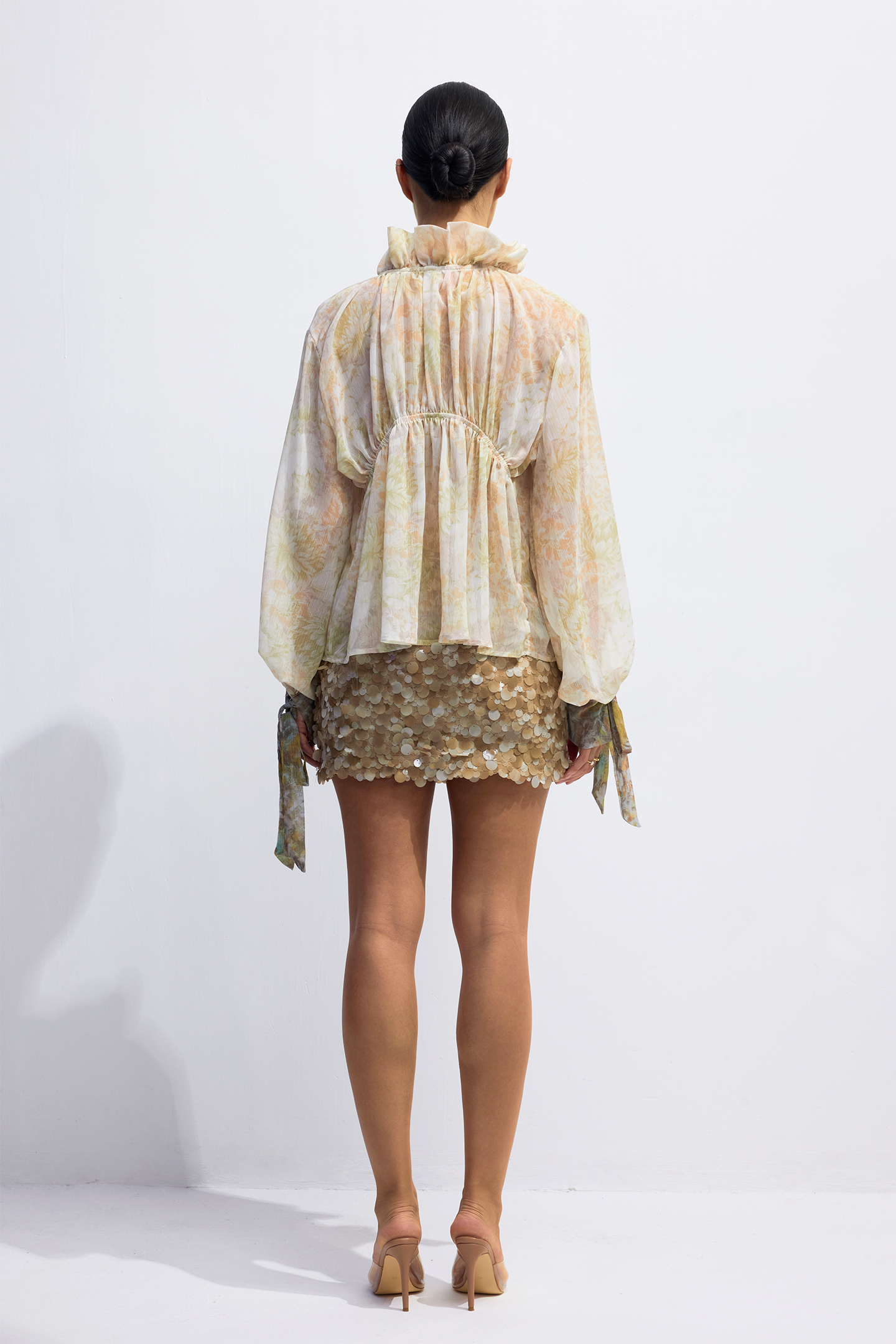 Ann Print Ruffle Collar Blouse