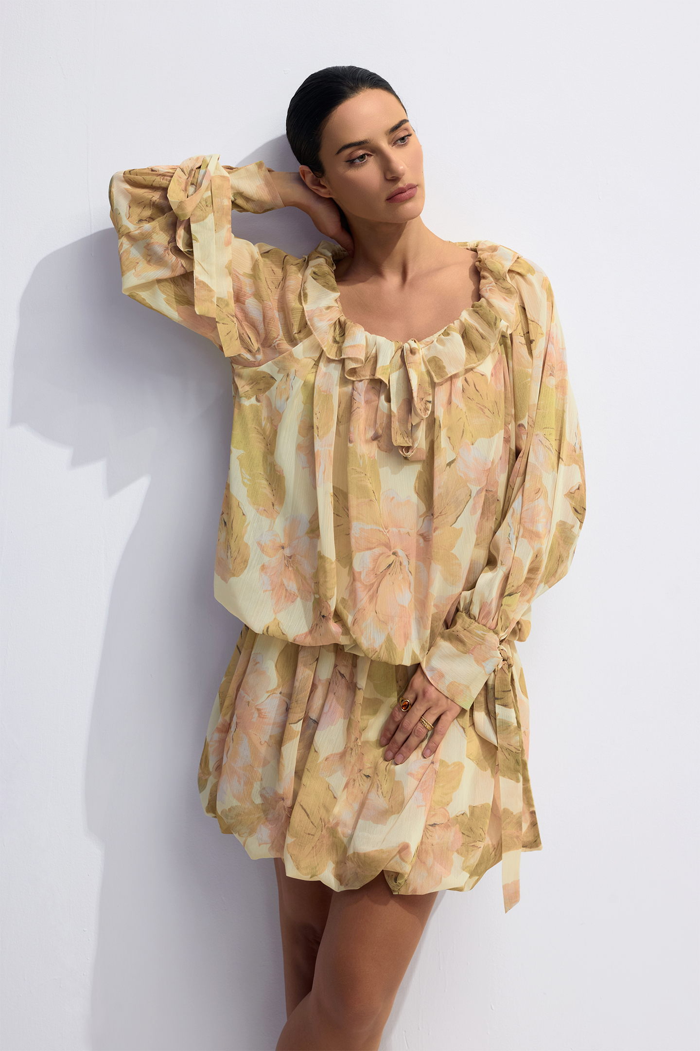 Shirley Floral Print Puff Sleeve Mini Dress