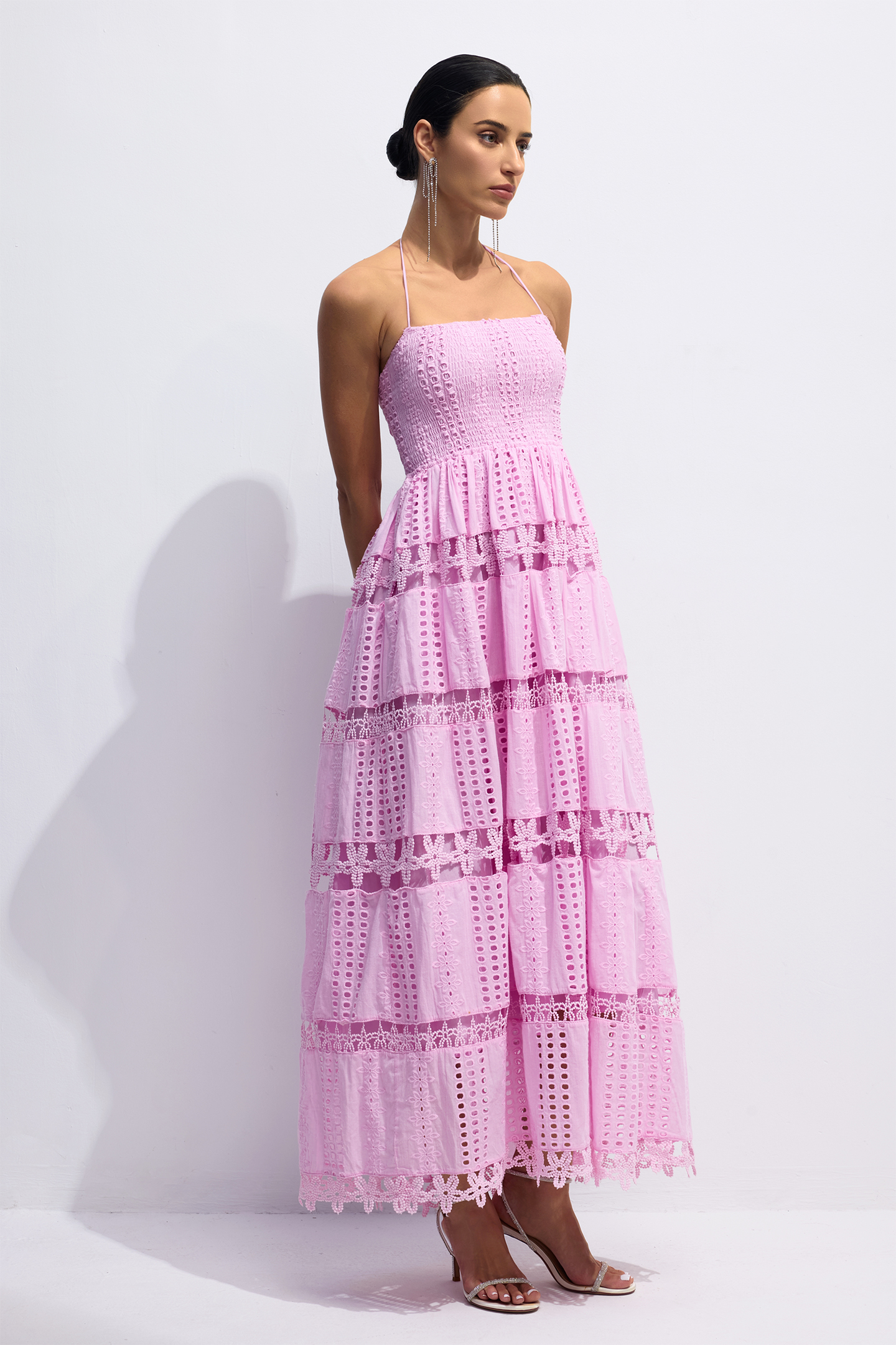 Anita Embroidered Lace Halter Maxi Dress