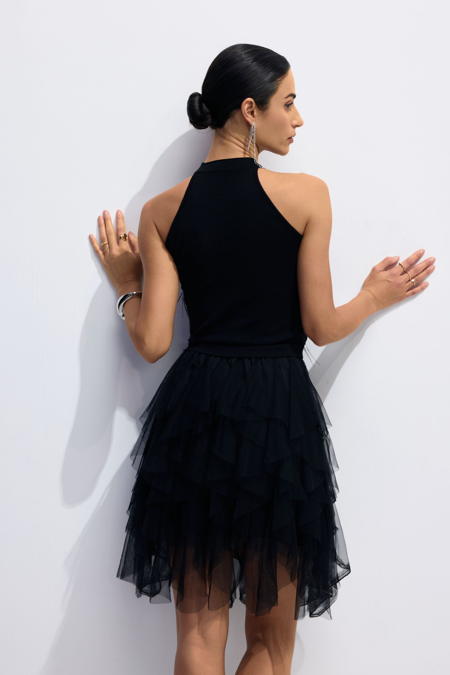 Alison Tulle Mini Rok Zwarte Diamant Gaas sunfere