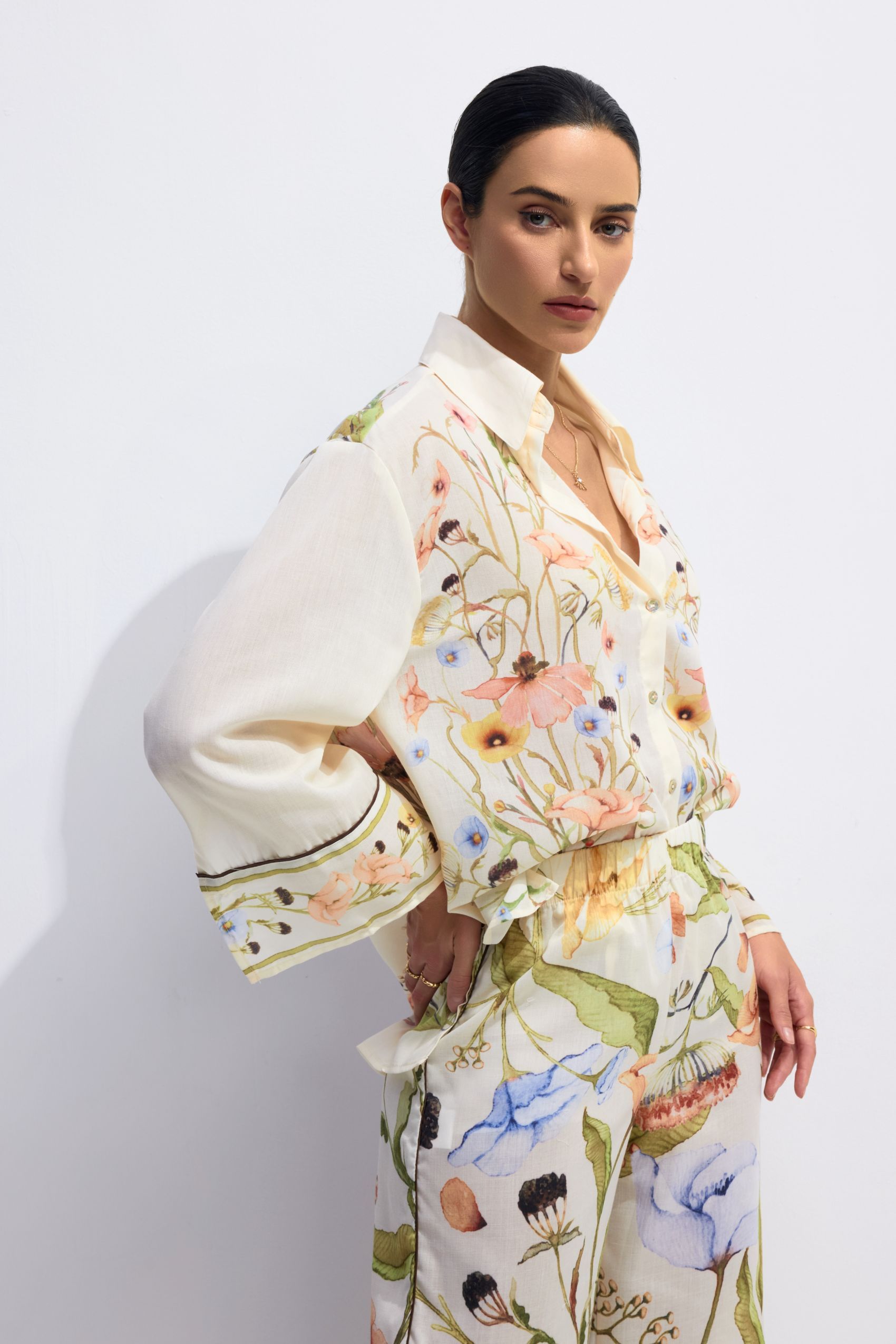 Karen Floral Print Long Sleeve Shirt & Pants Set