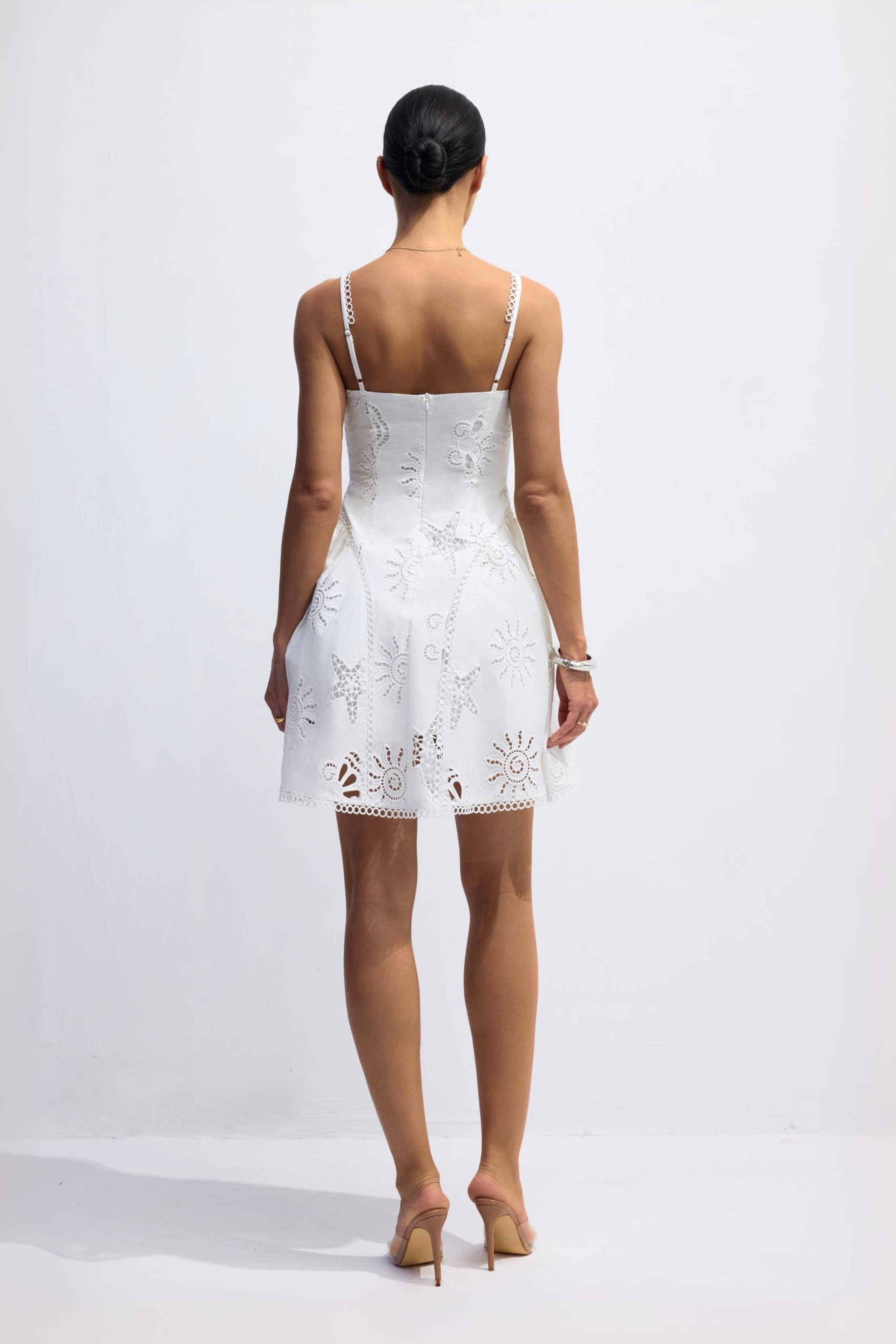 Joanna Sweetheart Neckline Embroidery Mini Dress