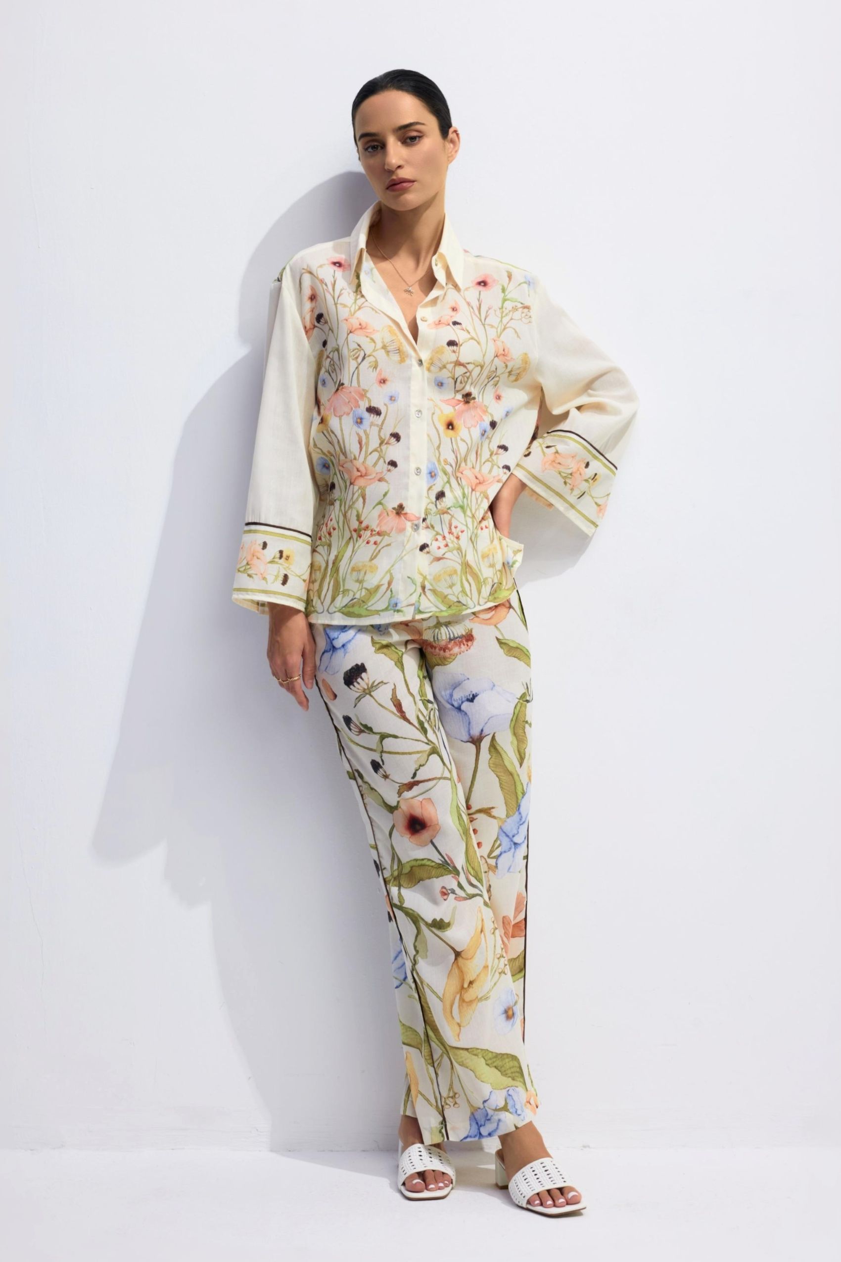 Karen Floral Print Long Sleeve Shirt & Pants Set