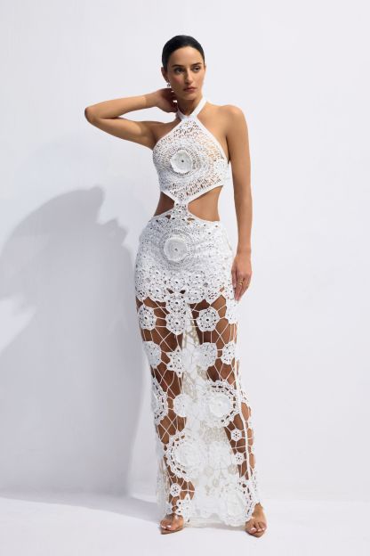 Camille Halterneck Cut-out Knit Maxi Dress