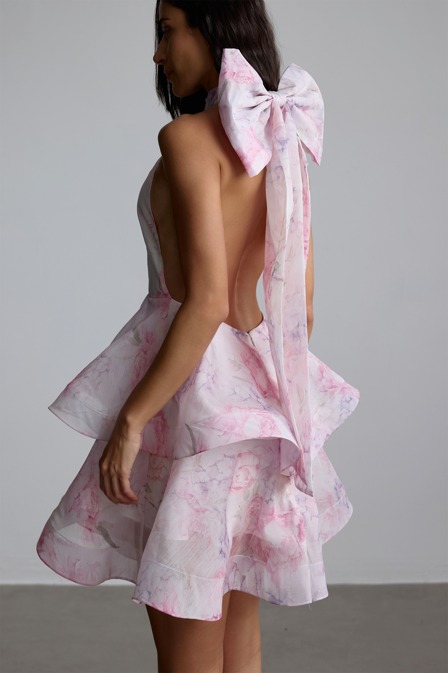 Marissa Oversized Bow Tiered Mini Dress