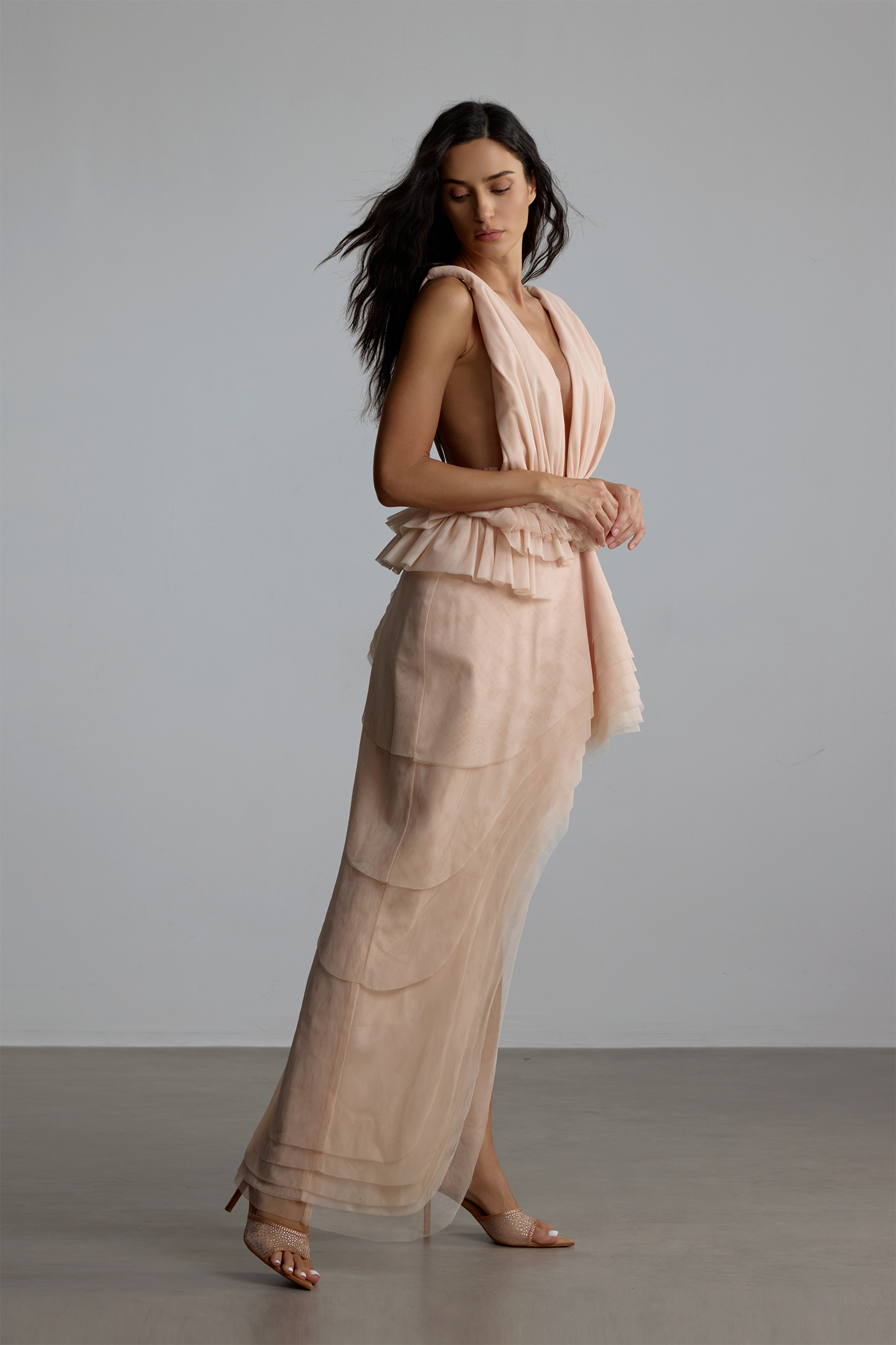 Rowena Asymmetric Cut Tiered Mini Dress