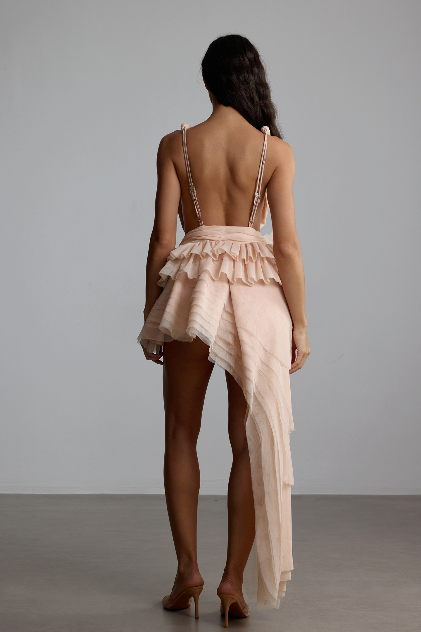 Rowena Asymmetric Cut Tiered Mini Dress