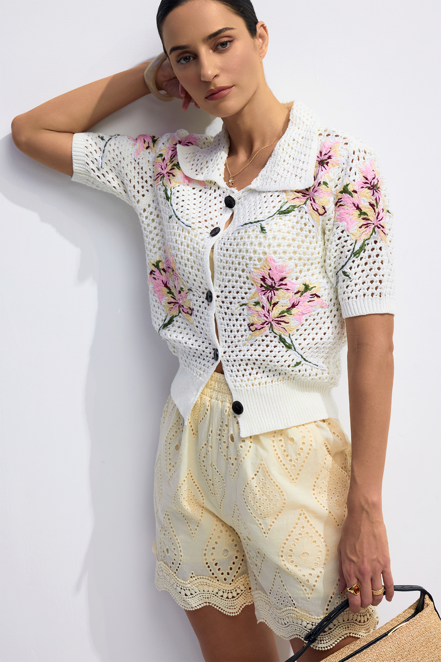 Lillian Floral Print Short Sleeve Cardigan