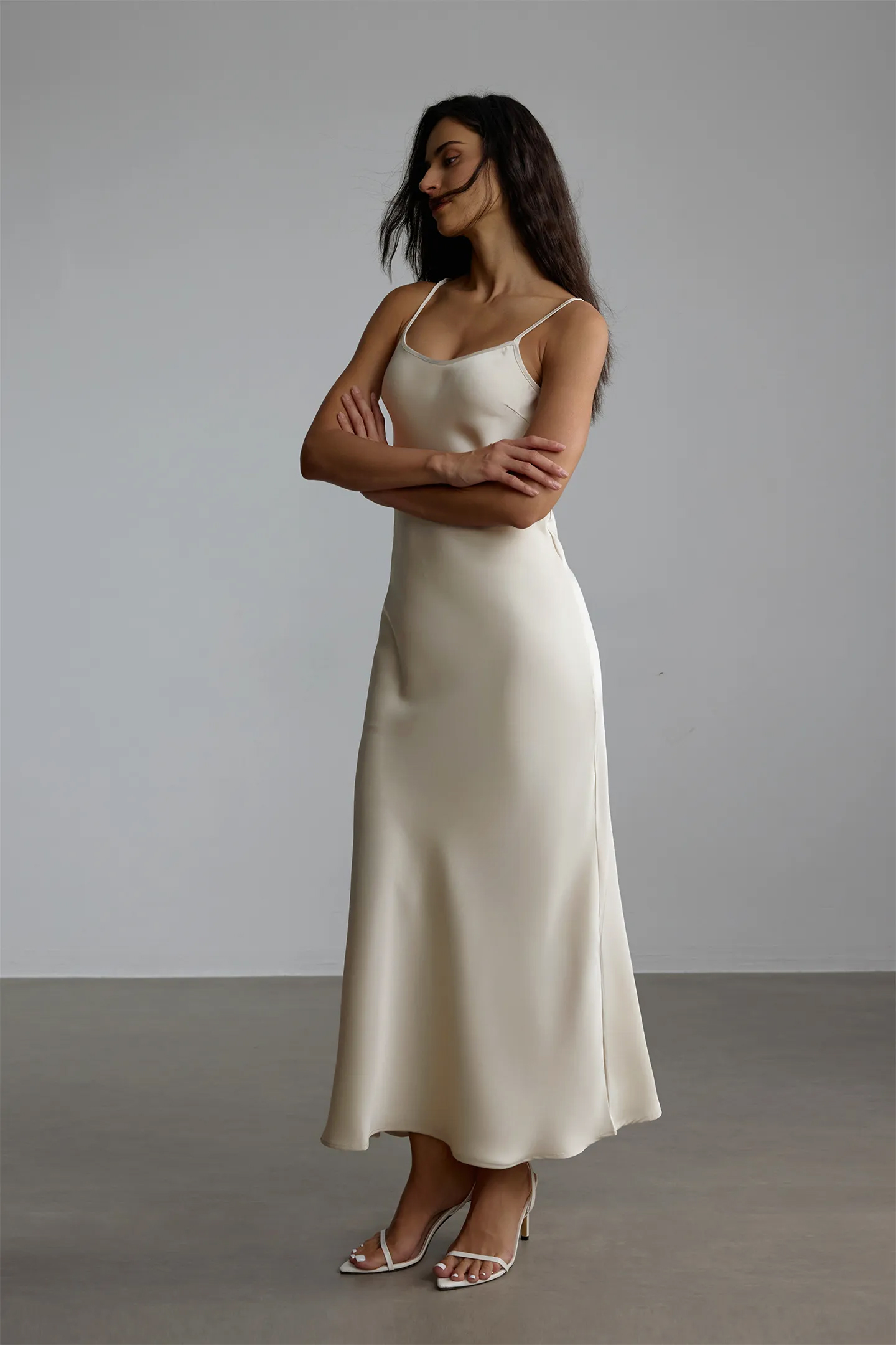 Elena Spaghetti Strap Maxi Dress With Cape Blouse