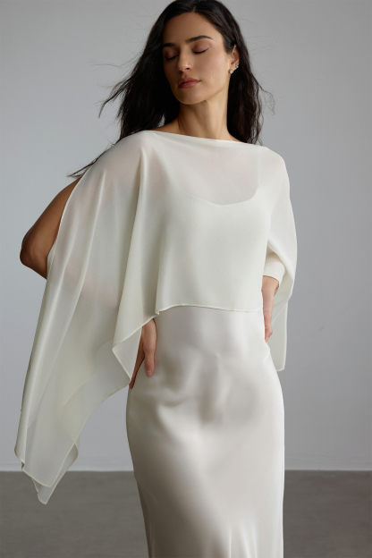 Elena Spaghetti Strap Maxi Dress With Cape Blouse