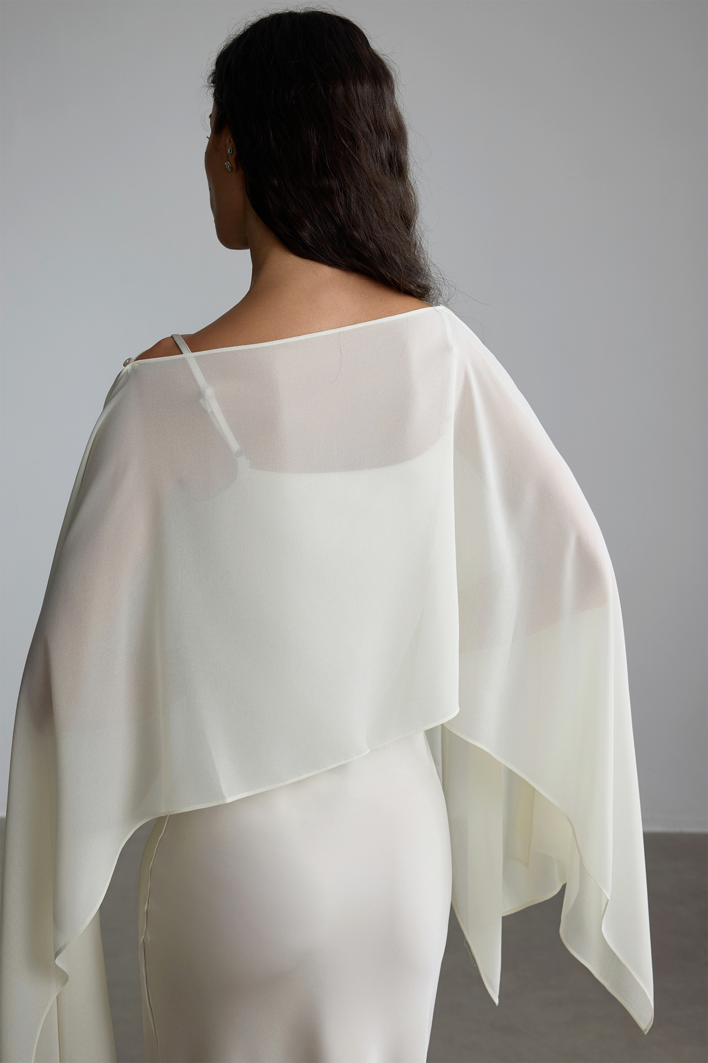 Elena Spaghetti Strap Maxi Dress With Cape Blouse