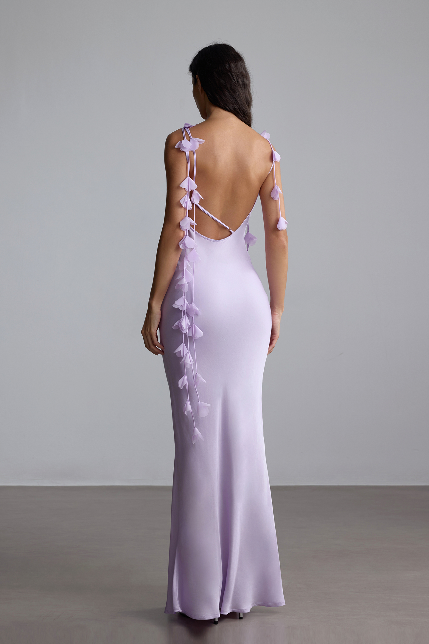 Irene Cowl Neck Floral Satin Maxi Dress