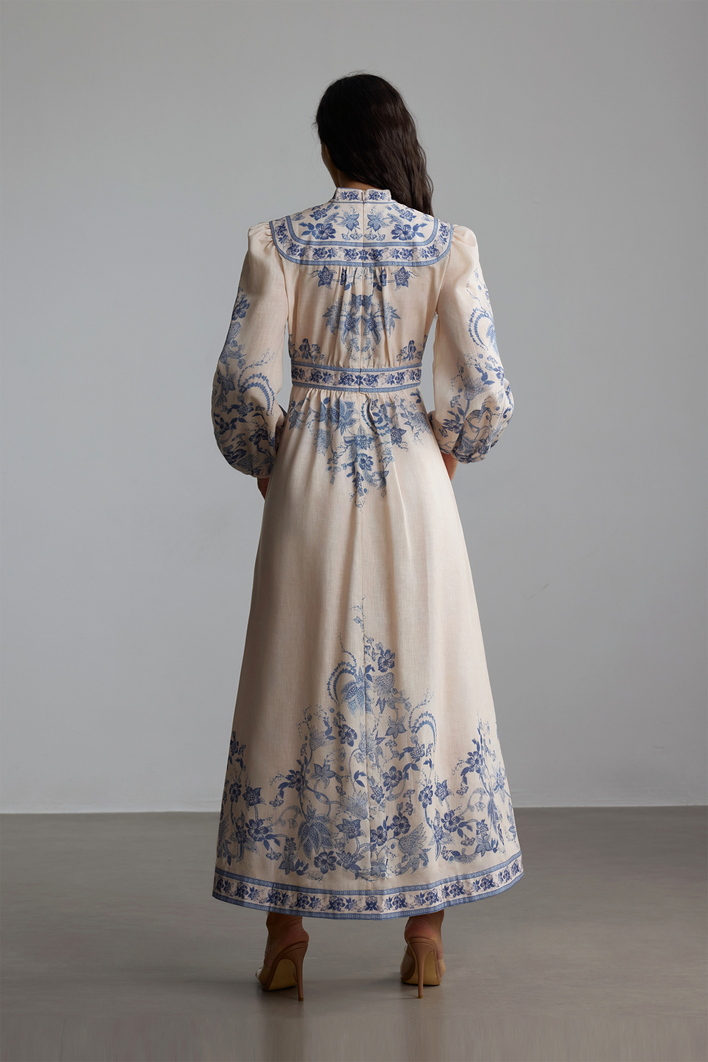 Melody Patterned Print Long Sleeve Maxi Dress