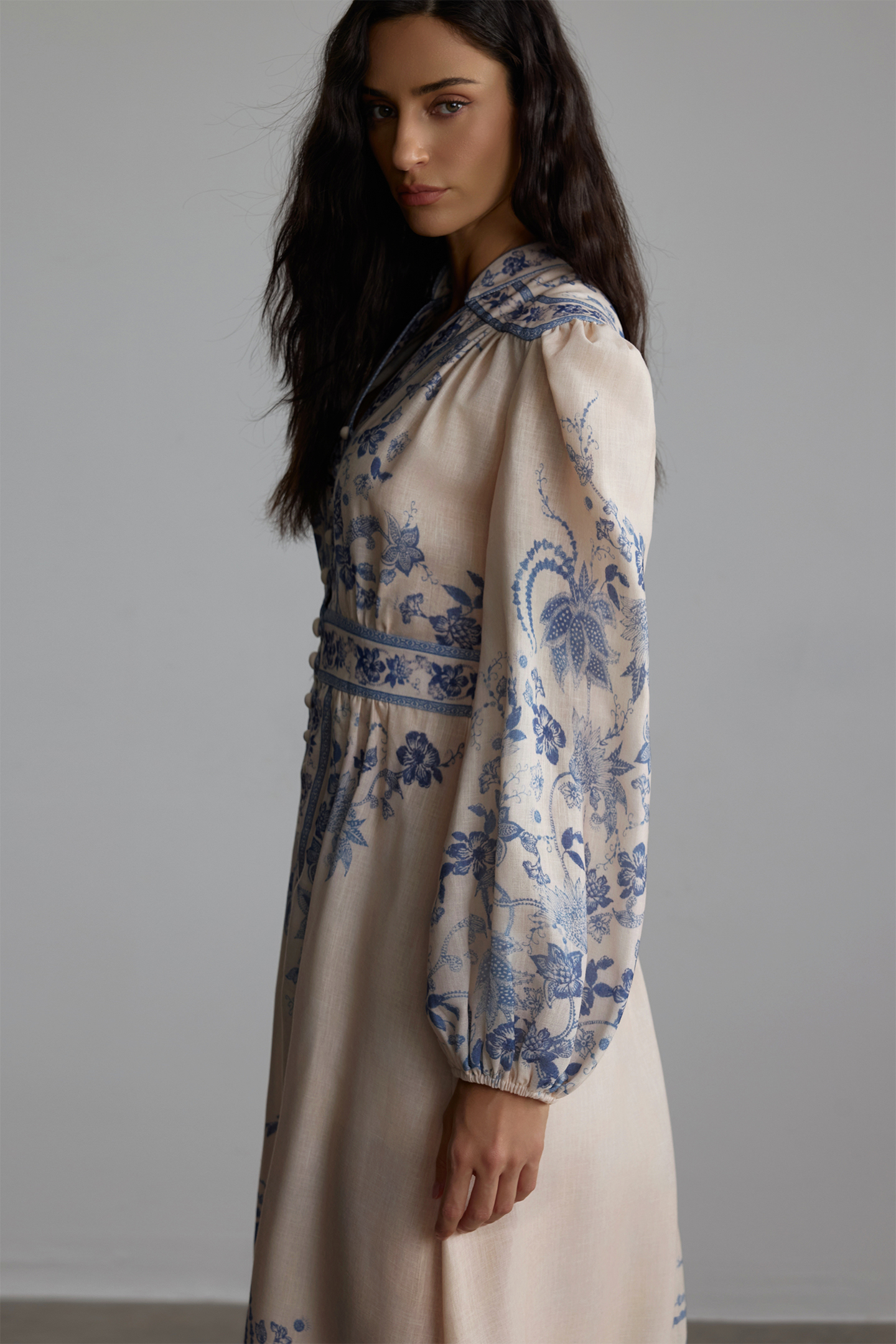 Melody Patterned Print Long Sleeve Maxi Dress