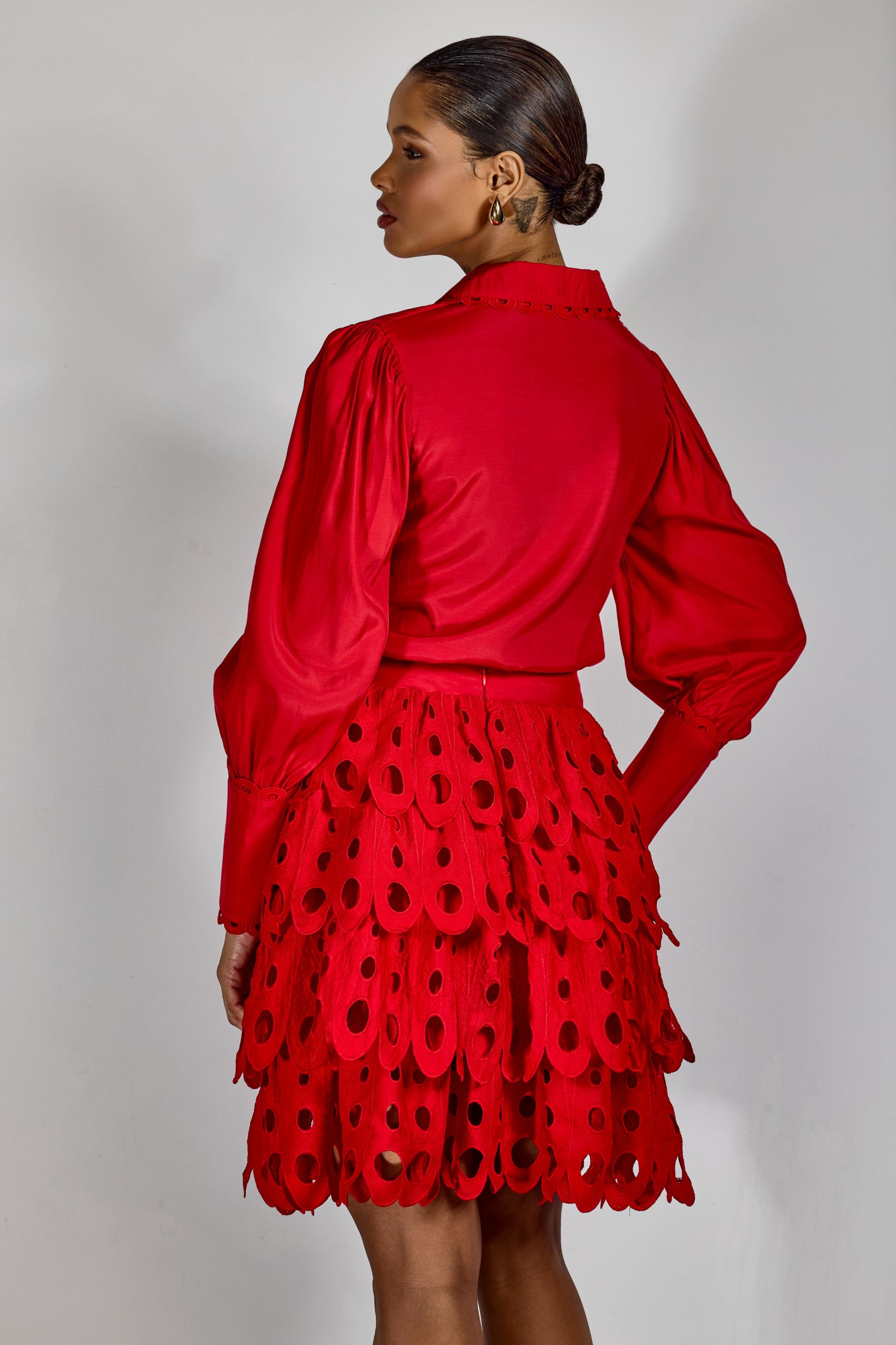 Jessie Long Sleeve Shirt & Tiered Eyelet Skirt Set