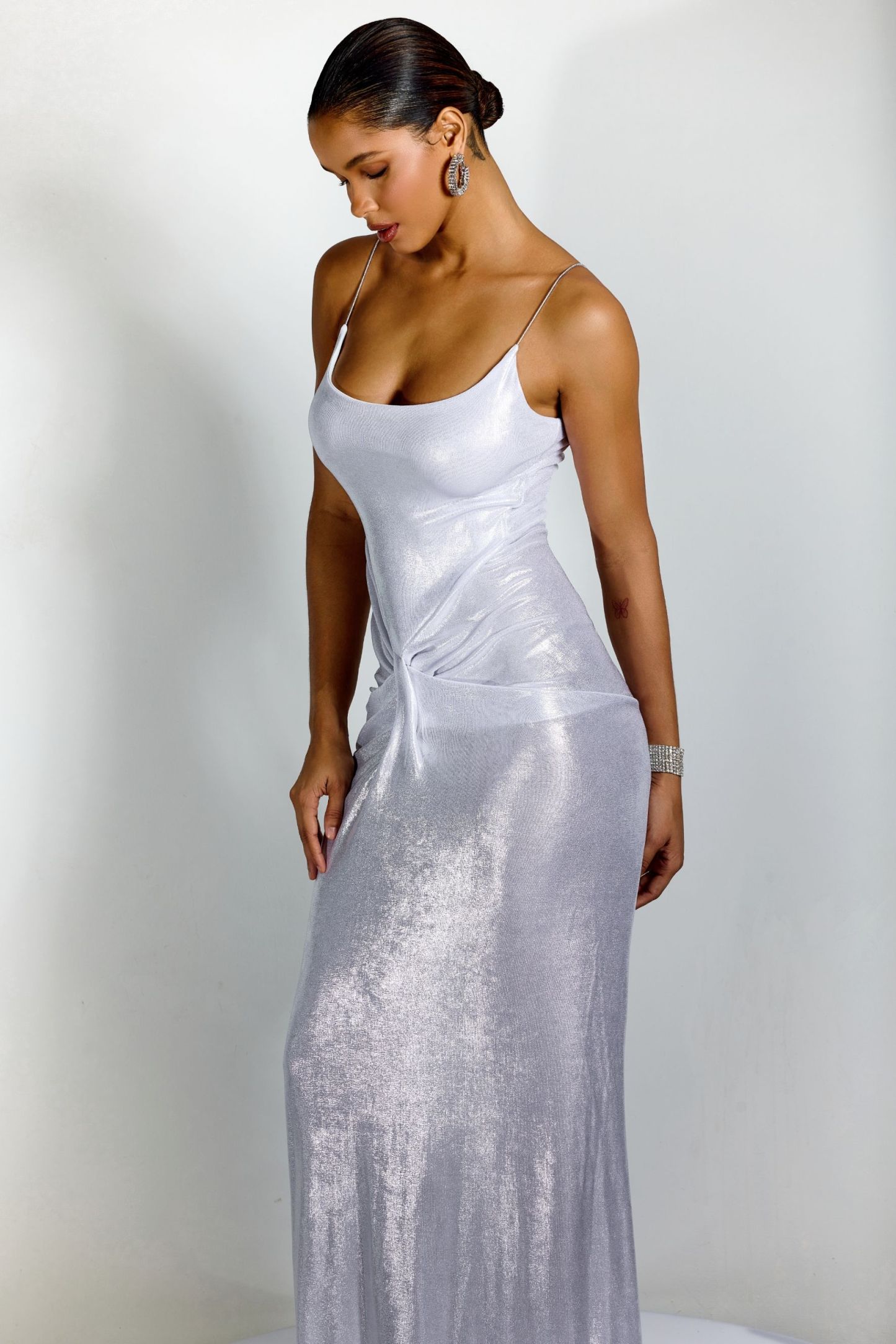 Eve Metallic Spaghetti Strap Maxi Dress