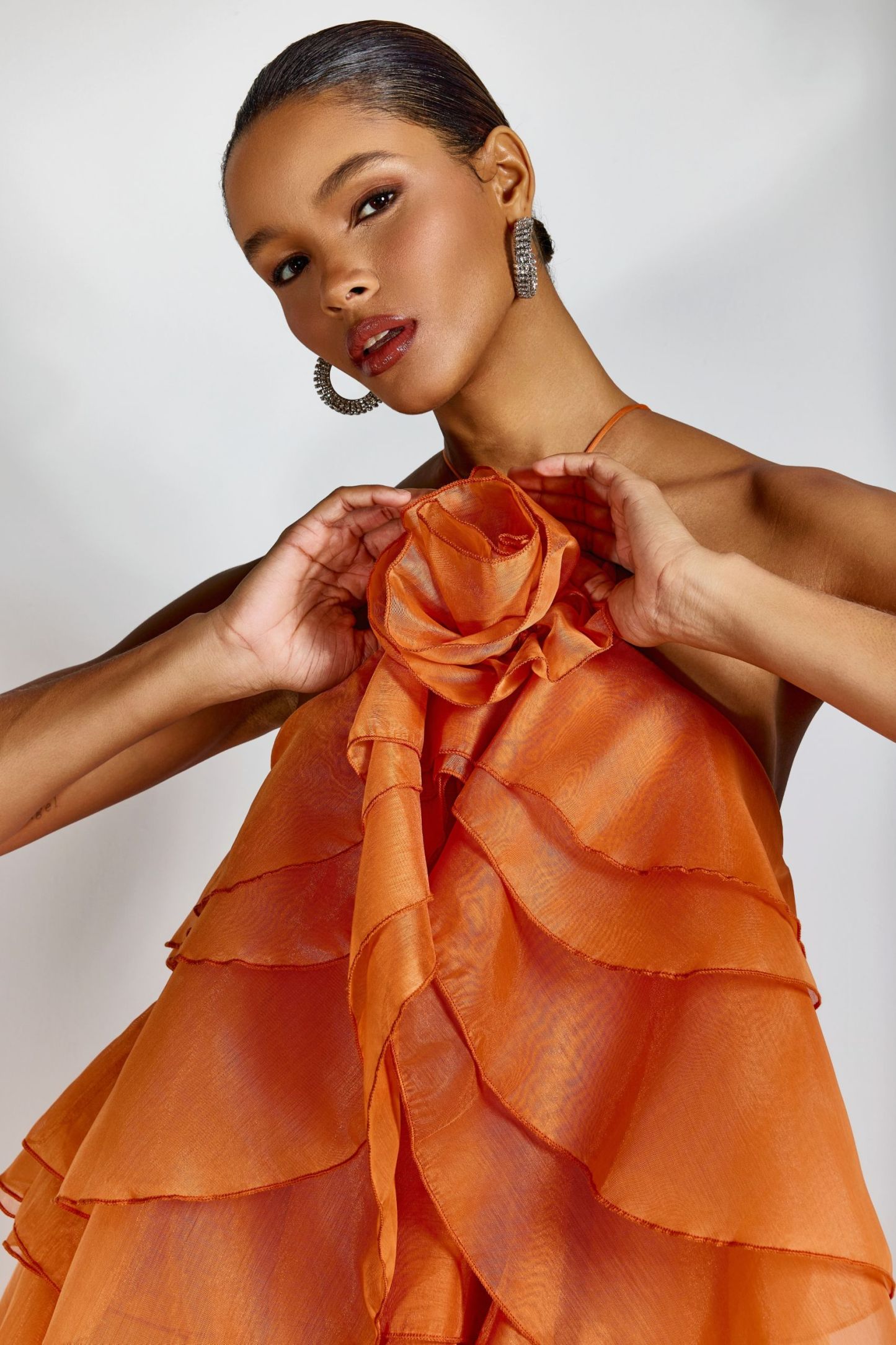 Sibley Halterneck Tiered Ruffle Maxi Dress
