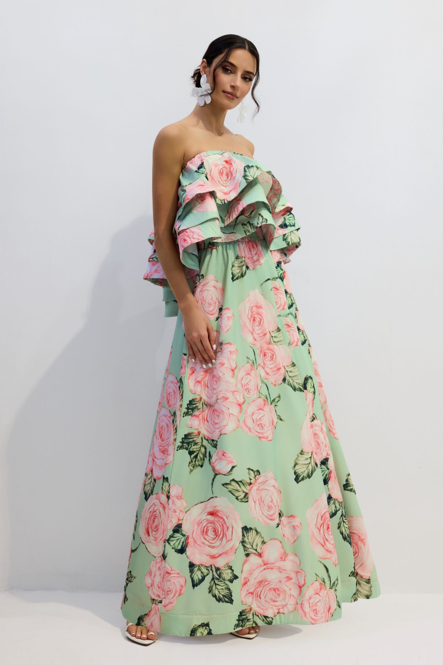 Charlotte Rose Print Strapless Top & Maxi Skirt Set