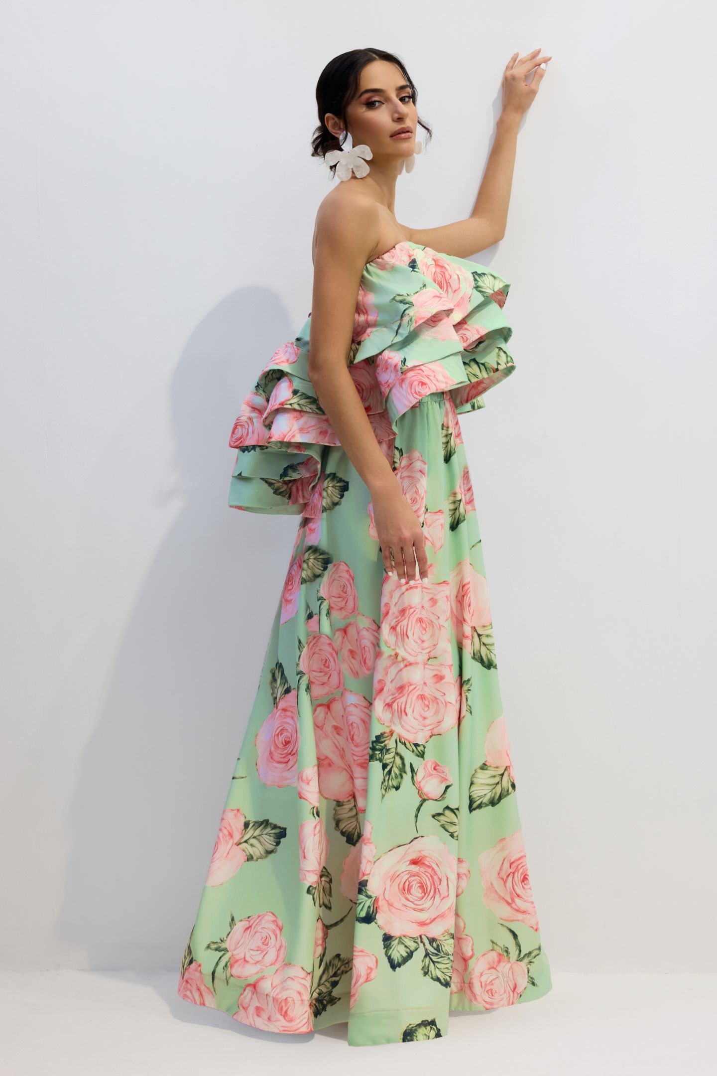 Charlotte Rose Print Strapless Top & Maxi Skirt Set