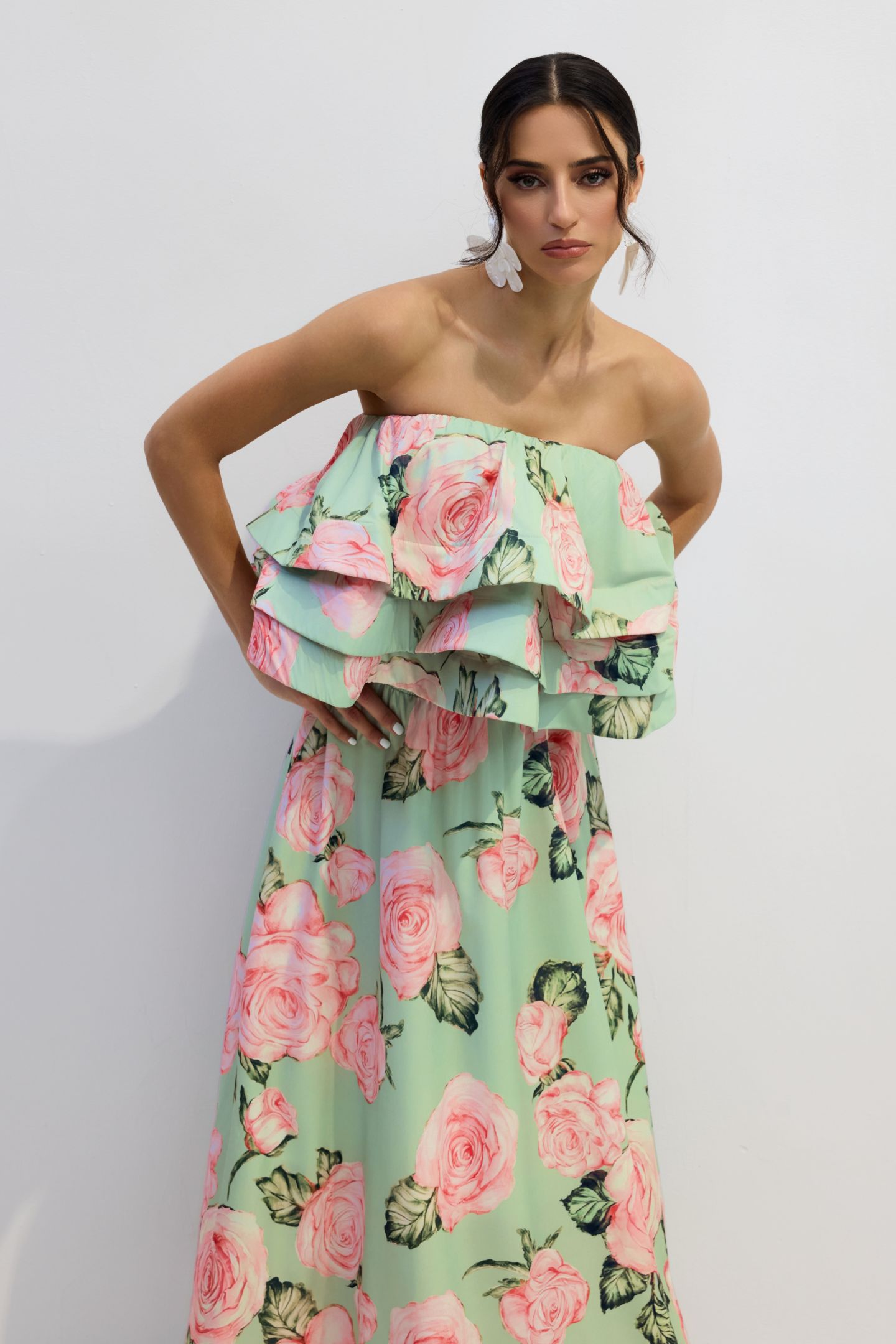 Charlotte Rose Print Strapless Top & Maxi Skirt Set