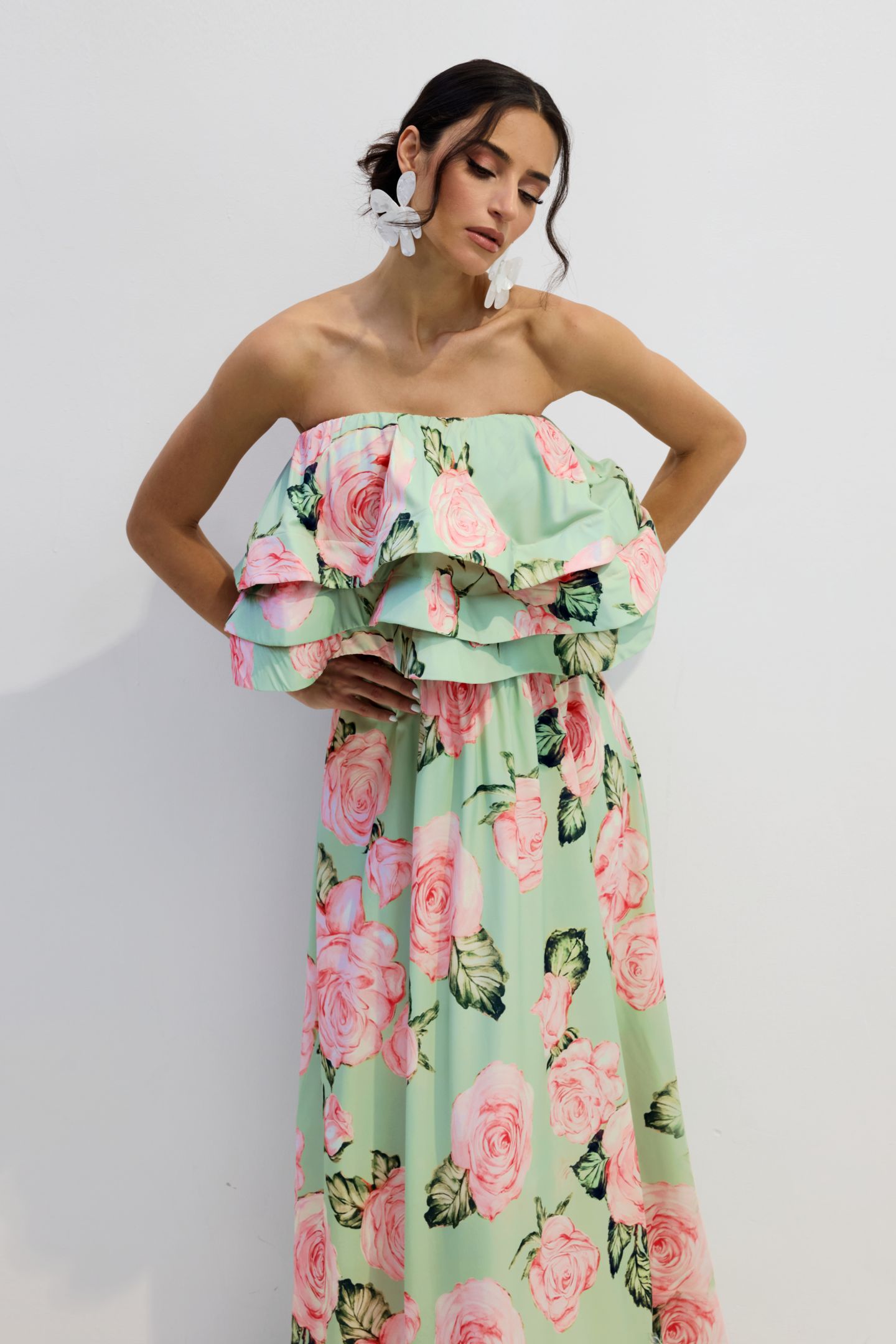 Charlotte Rose Print Strapless Top & Maxi Skirt Set