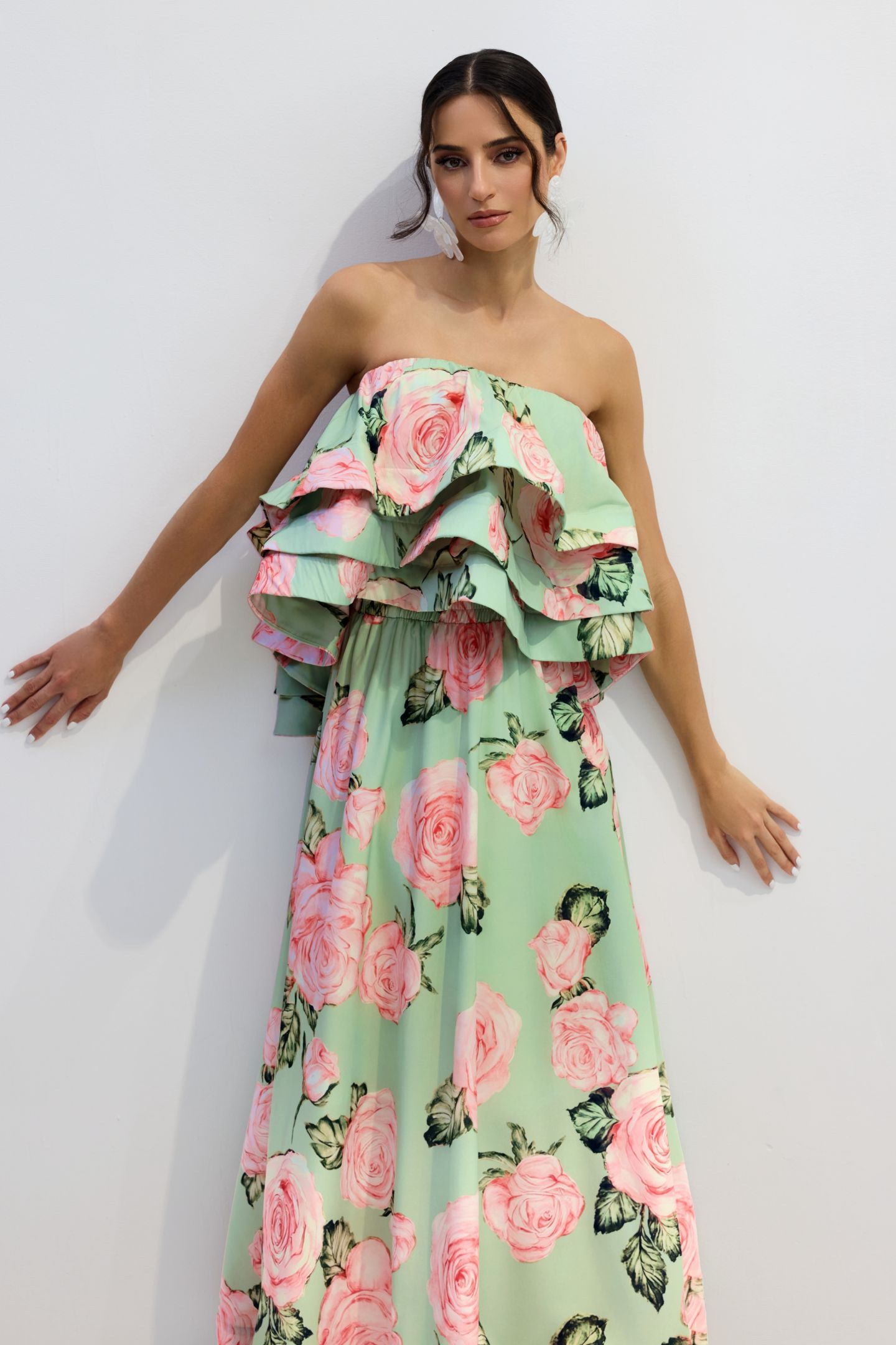 Charlotte Rose Print Strapless Top & Maxi Skirt Set