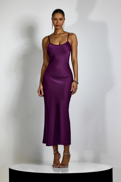 Helen Spaghetti Strap Maxi Dress With Satin Cape