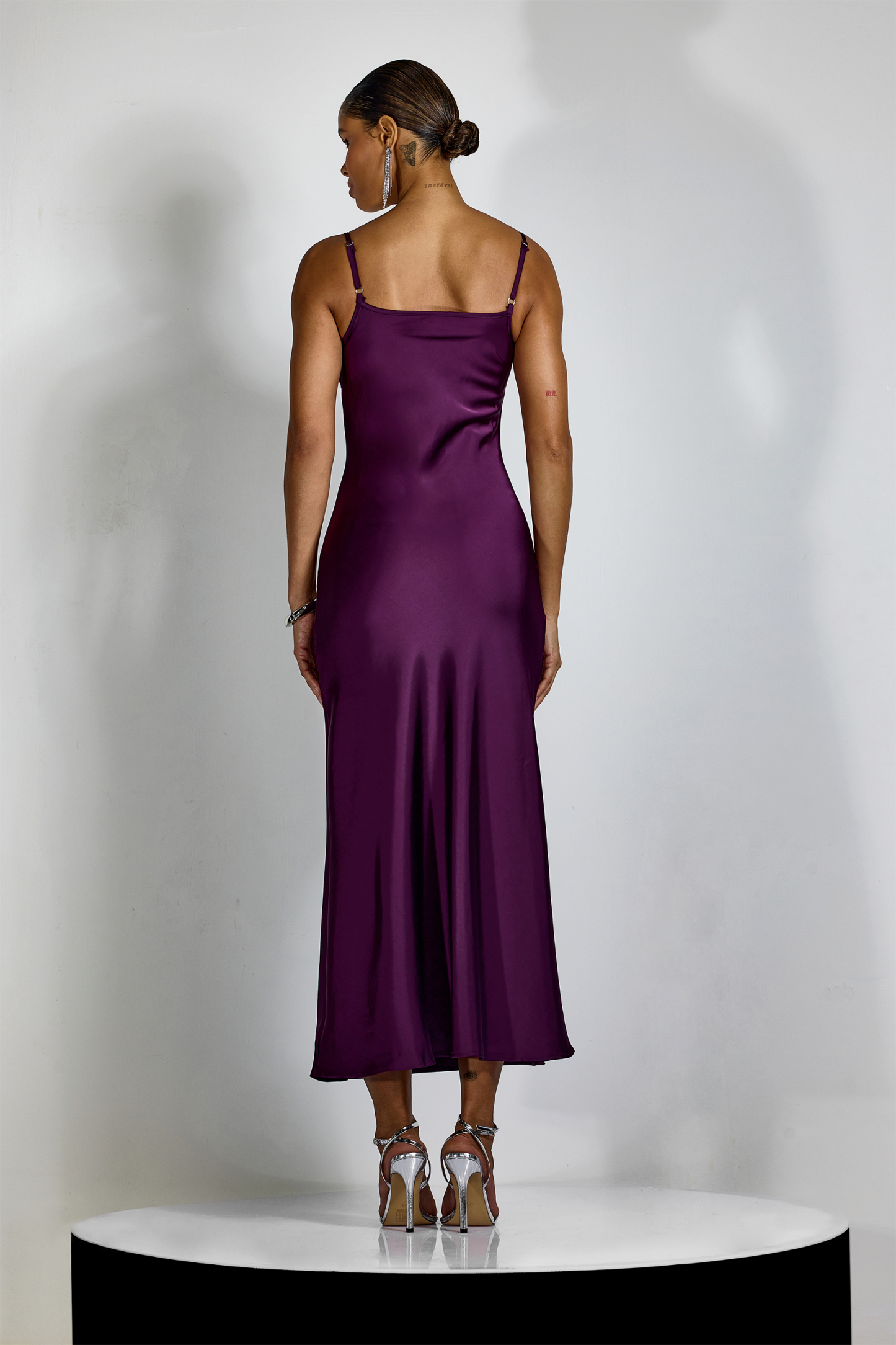 Helen Spaghetti Strap Maxi Dress With Satin Cape