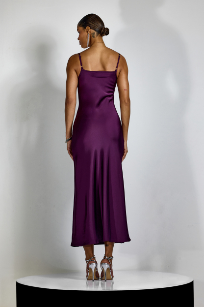 Helen Spaghetti Strap Maxi Dress With Satin Cape