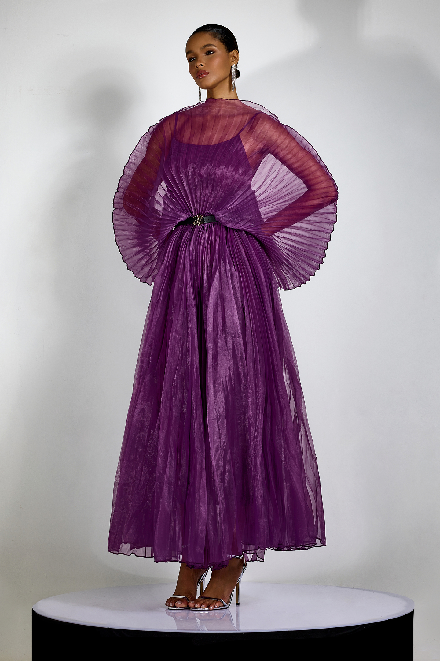 Amanda Semi-sheer Pleated Maxi Dress