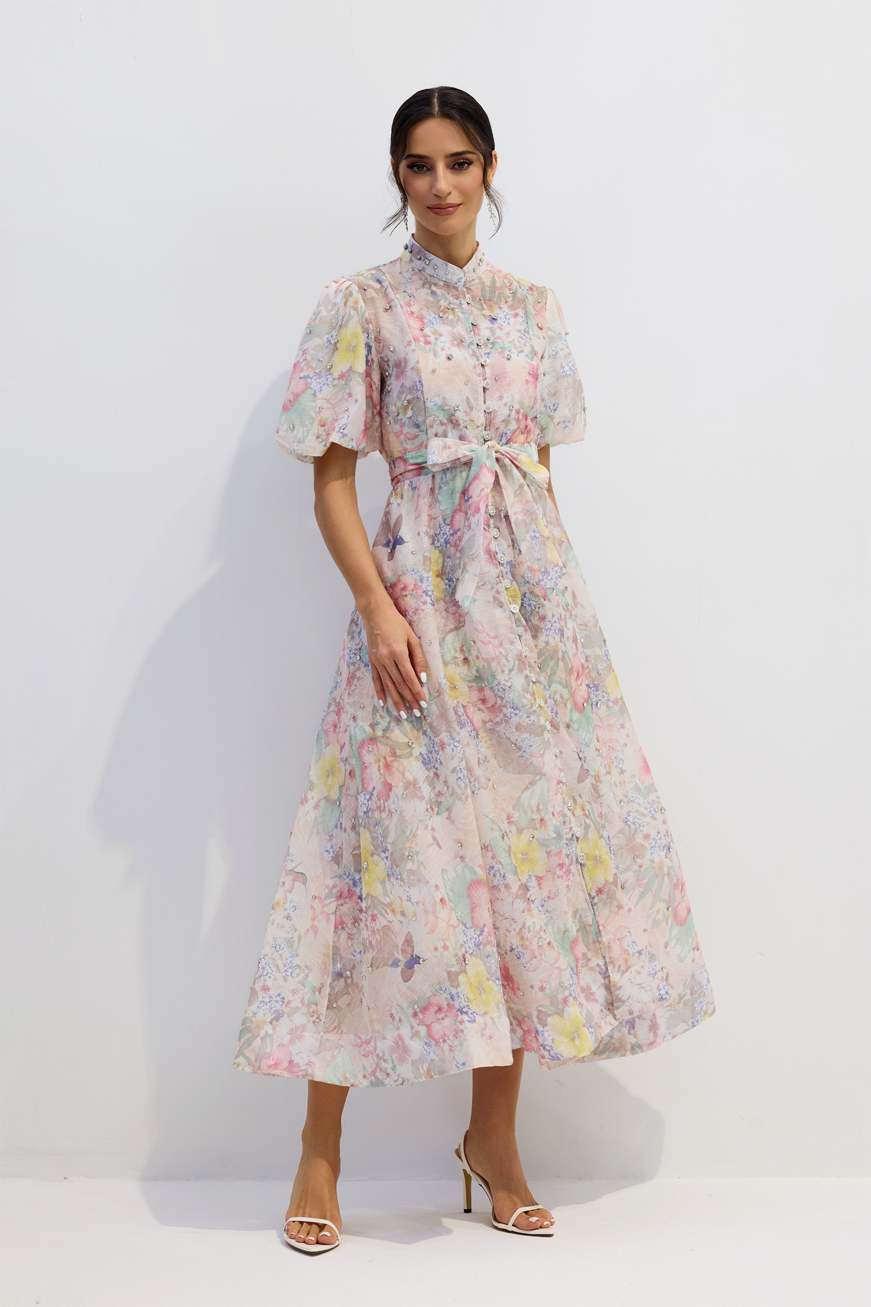 Anne Floral Print Puff Sleeve Maxi Dress