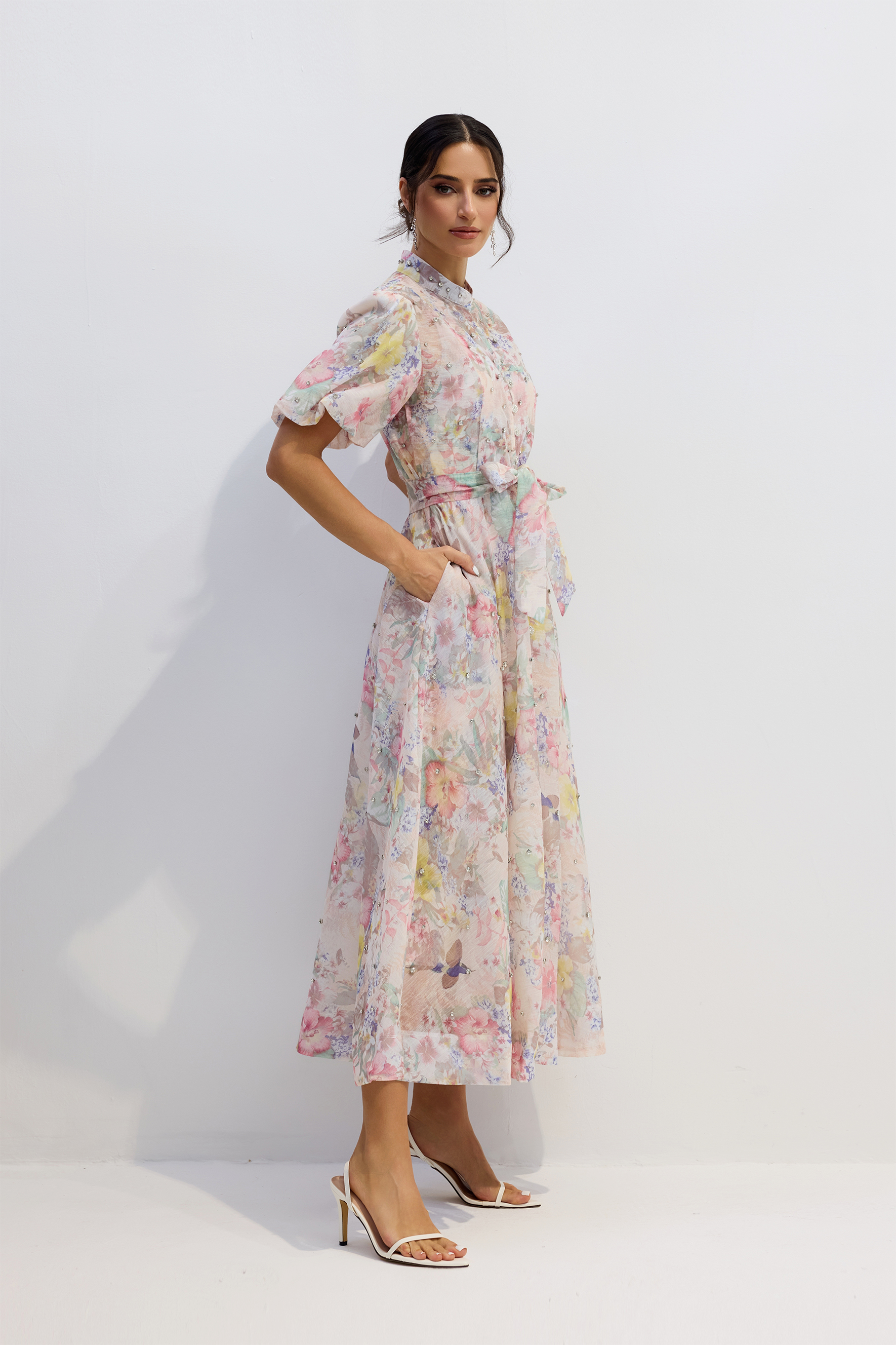 Anne Floral Print Puff Sleeve Maxi Dress