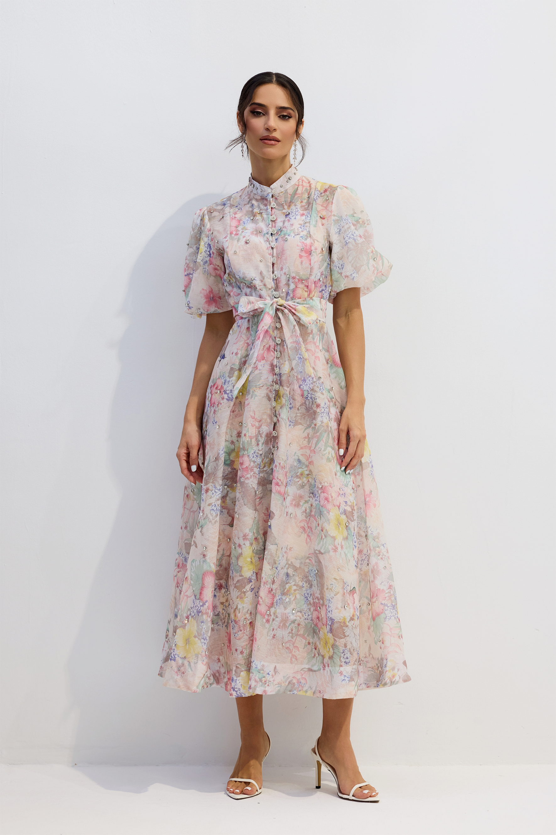Anne Floral Print Puff Sleeve Maxi Dress