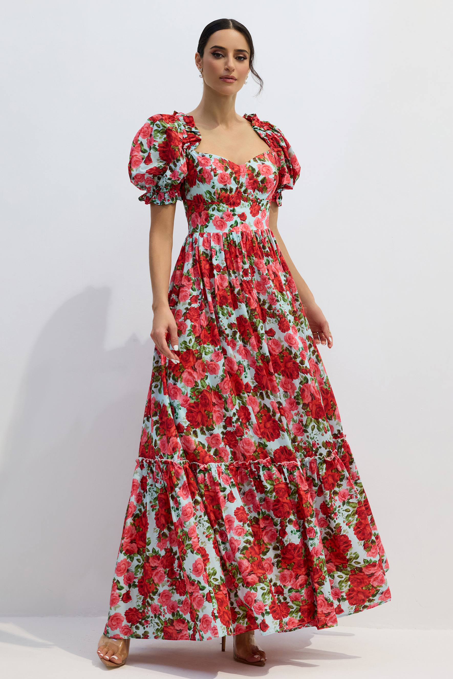 Judy Floral Print Puff Sleeve Maxi Dress