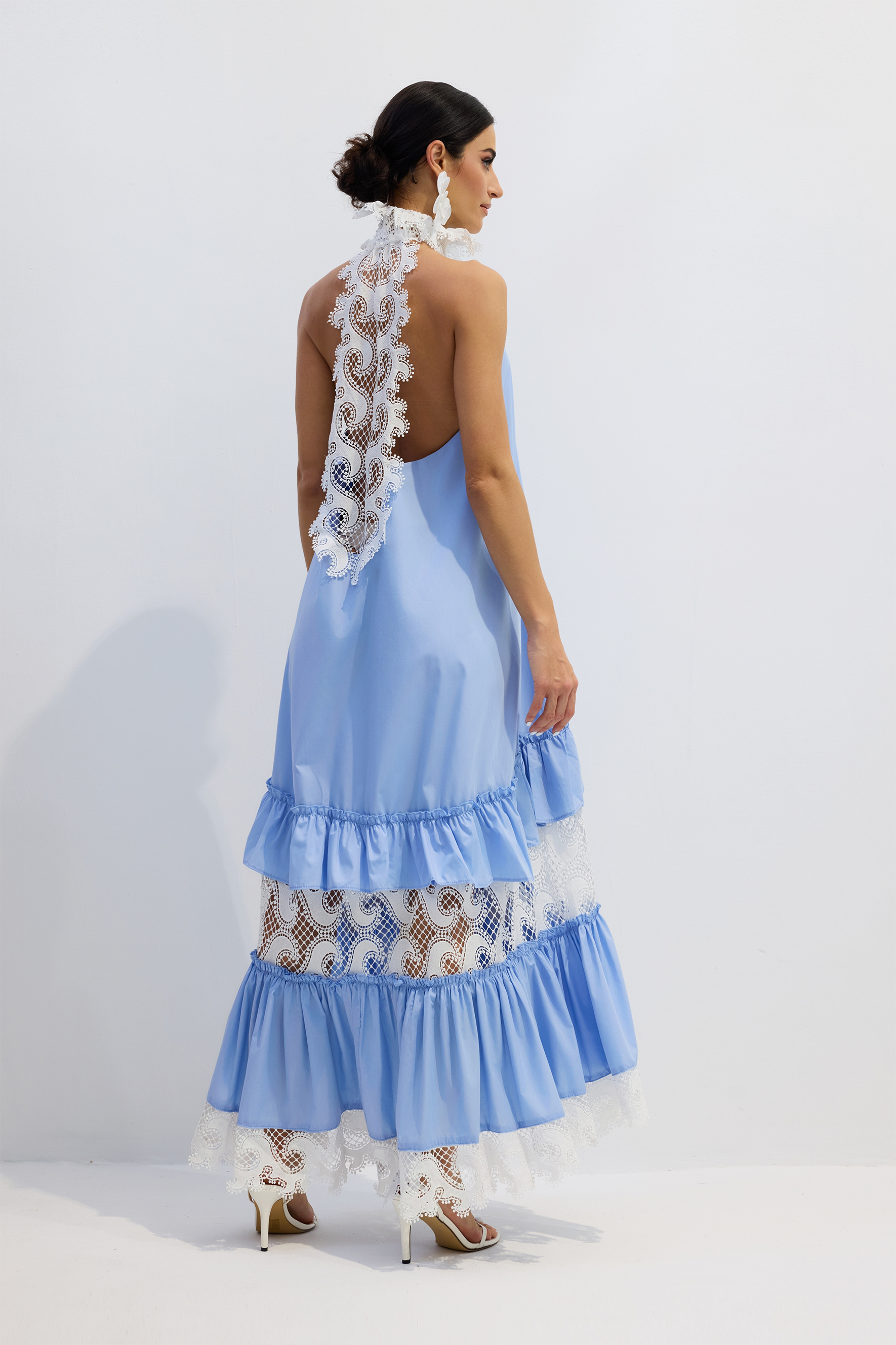 Sheila Embroidered Lace Backless Maxi Dress