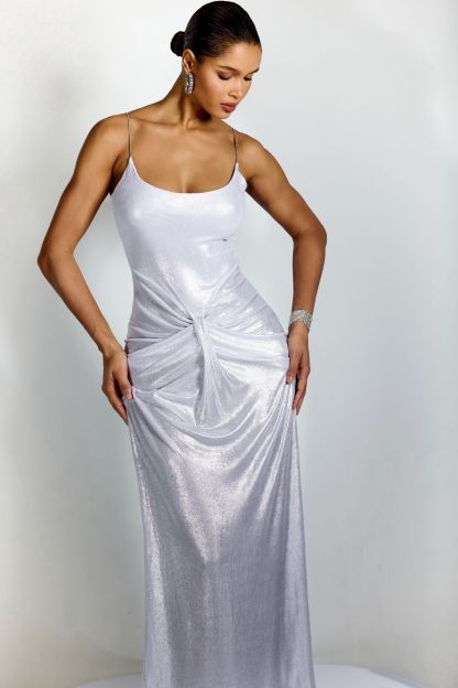 Eve Metallic Spaghetti Strap Maxi Dress