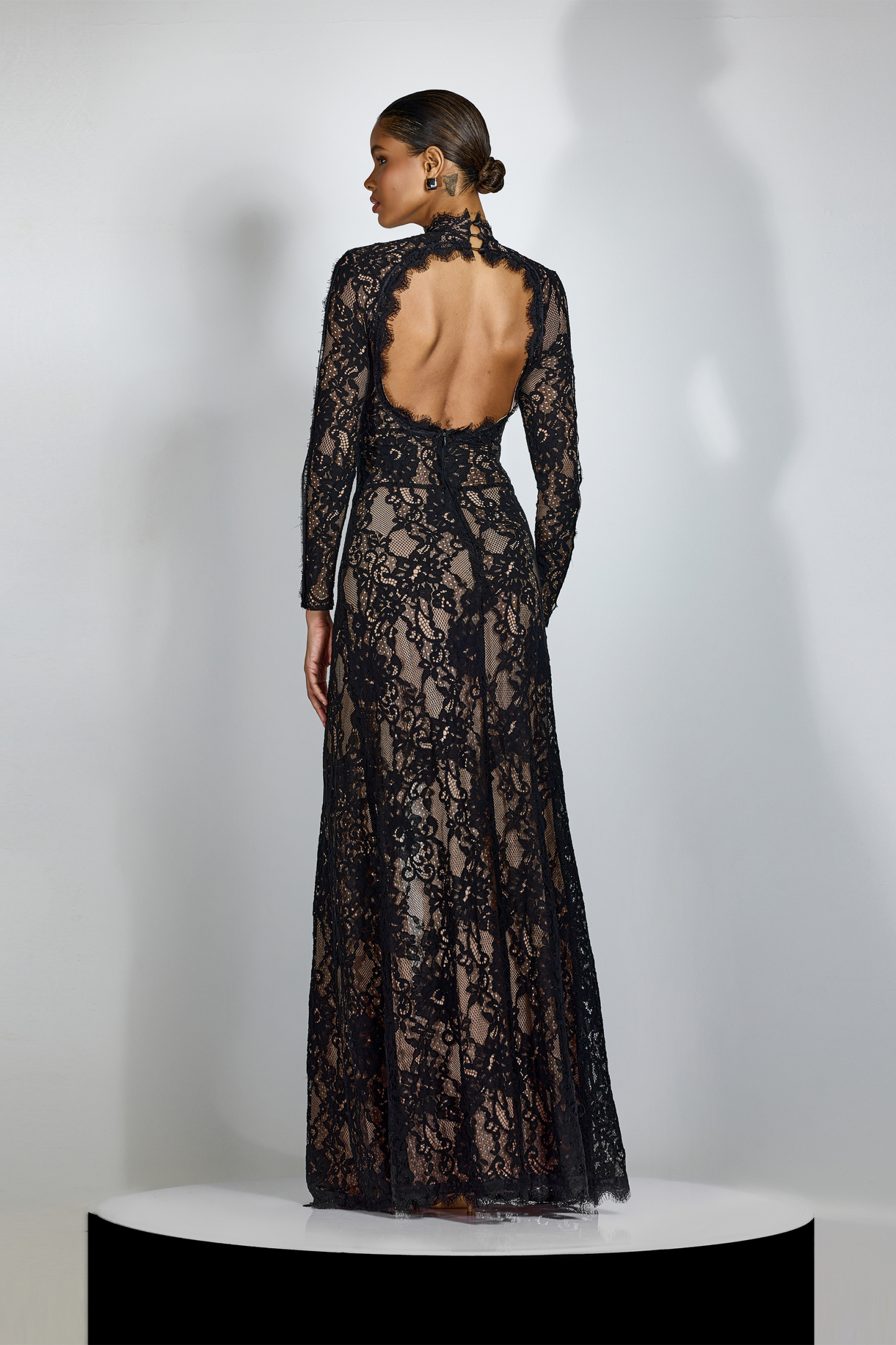 Natalie Cutout High Slit Lace Maxi Dress