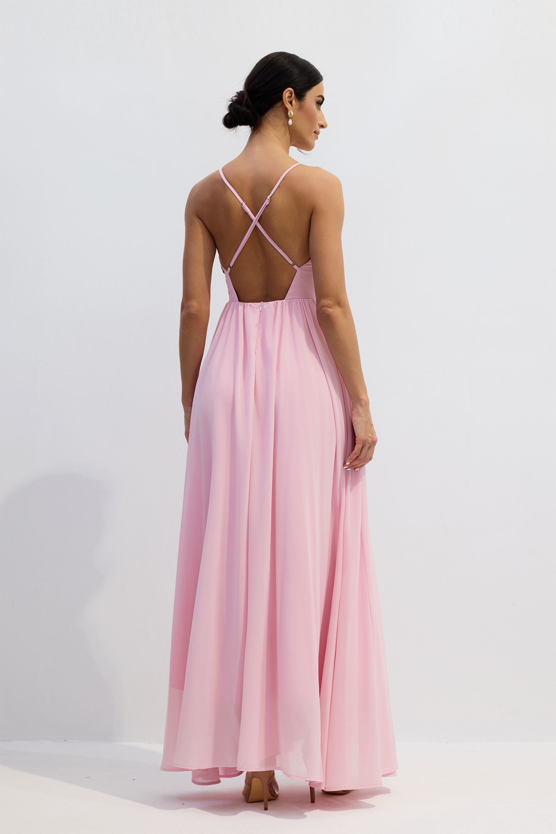 Gilda Floral Applique Spaghetti Straps Maxi Dress