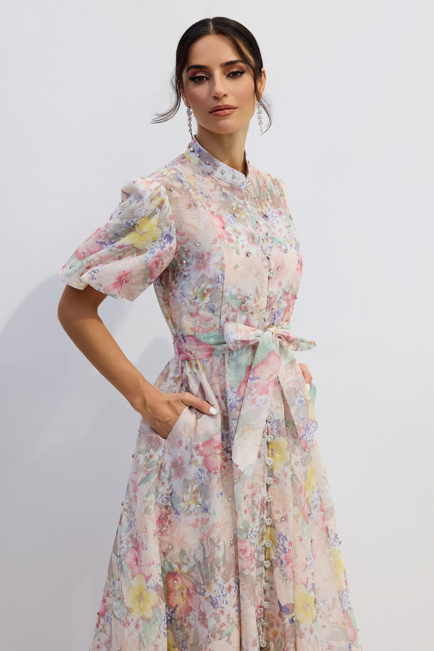 Anne Floral Print Puff Sleeve Maxi Dress