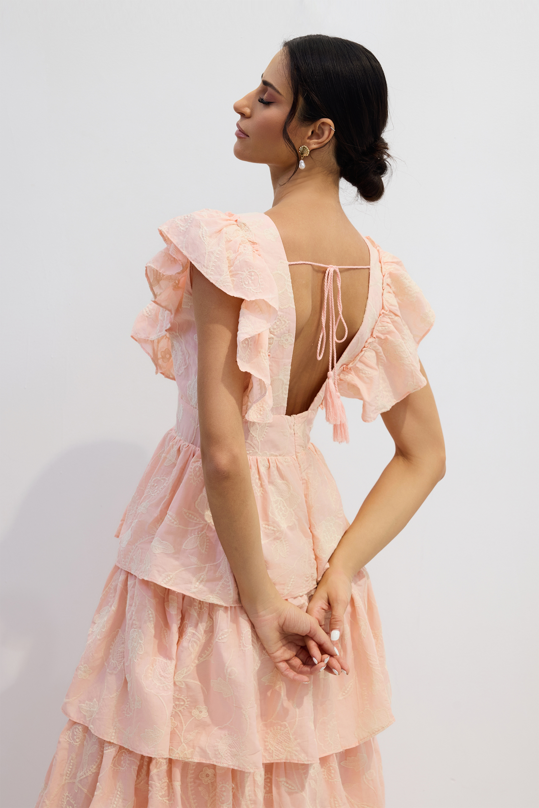Edana V-neck Tiered Ruffle Maxi Dress