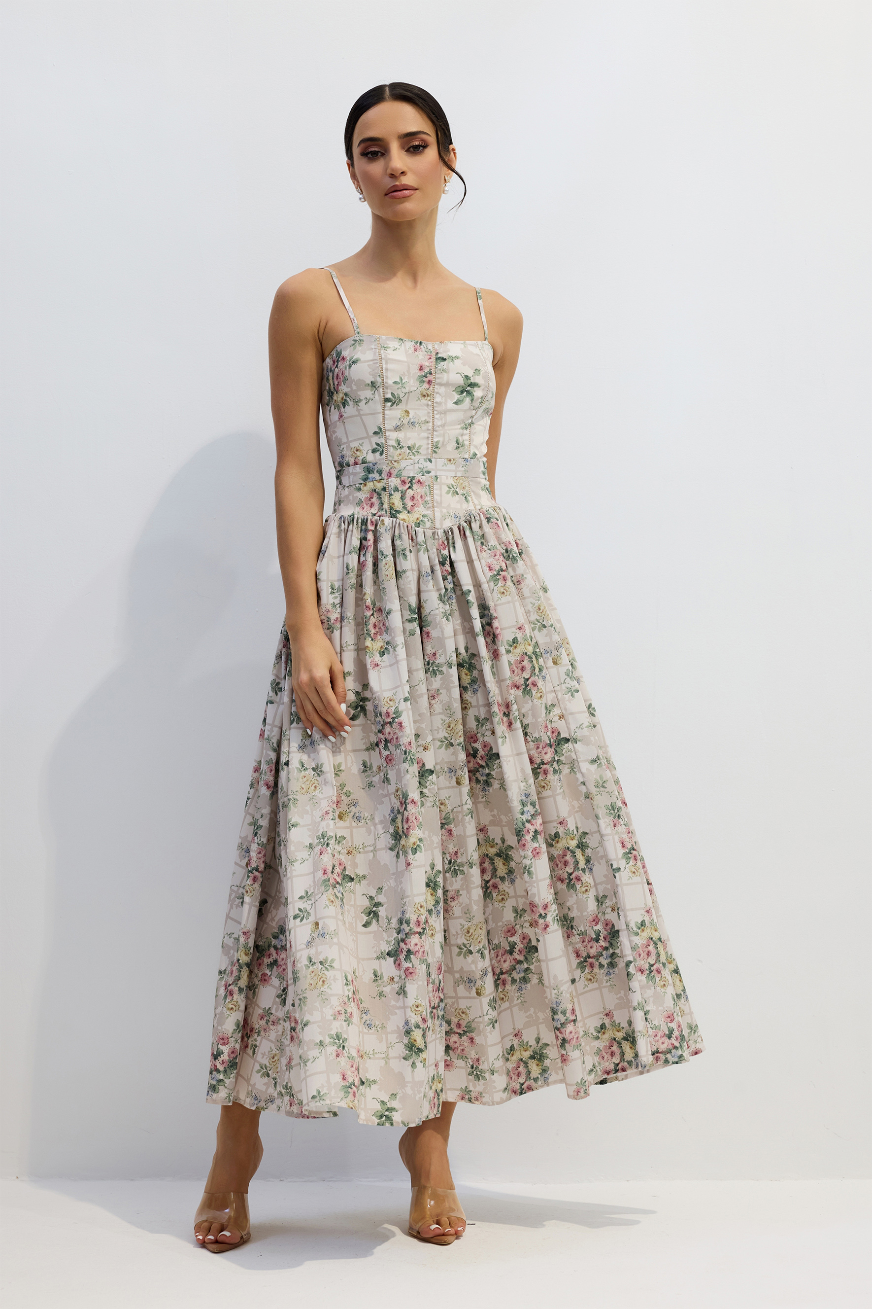 Bella Floral Print Spaghetti Strap Maxi Dress