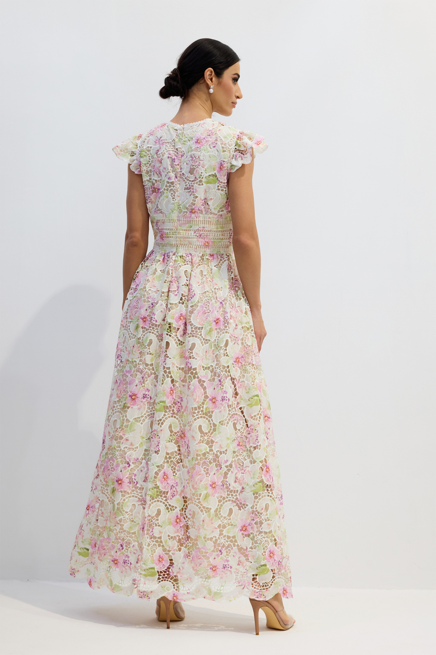 Ramona V-neck Floral Lace Maxi Dress