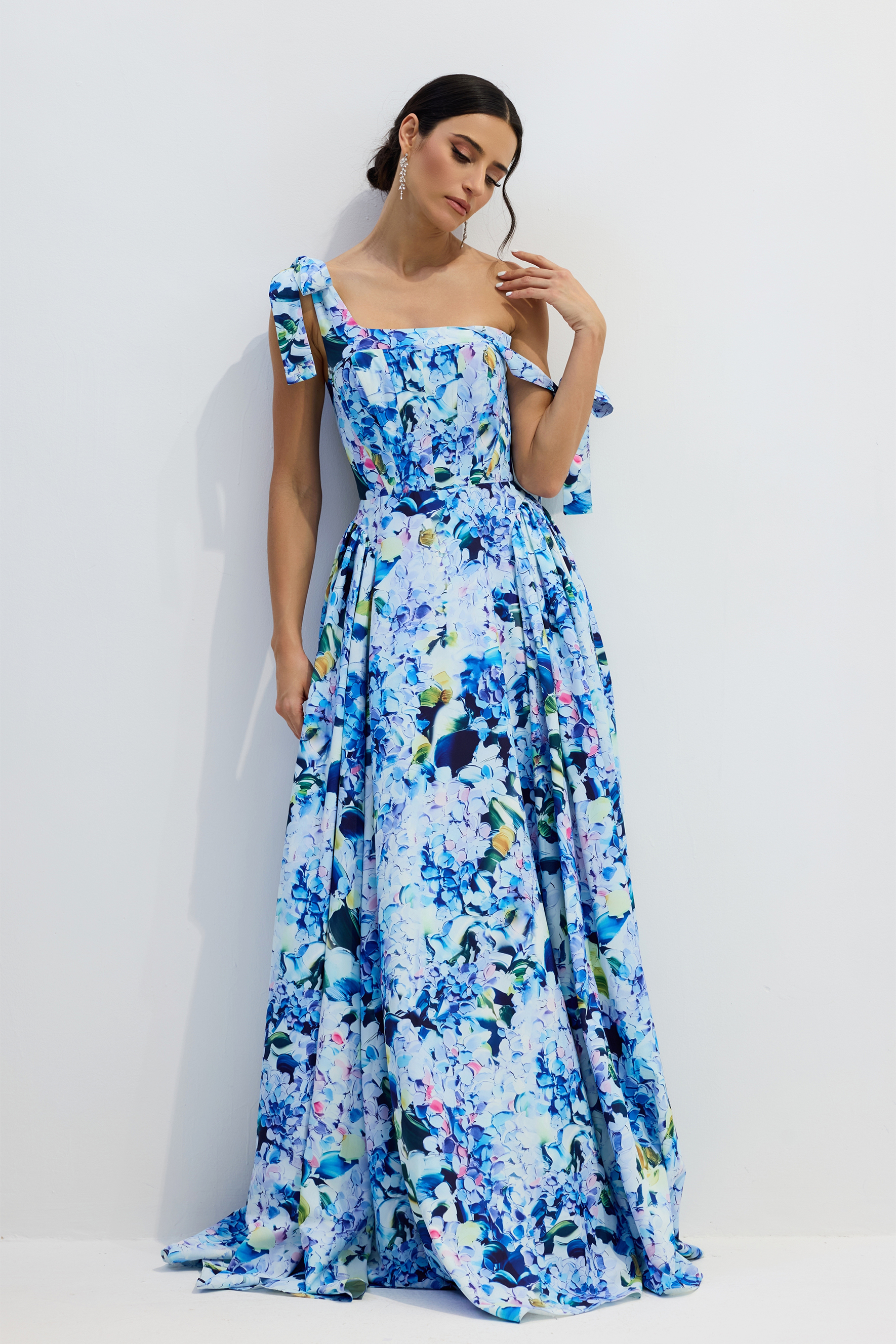 Hydrangea Printed Strap Dress|Plus Size Resort women Vacation Dresses - sunfere
