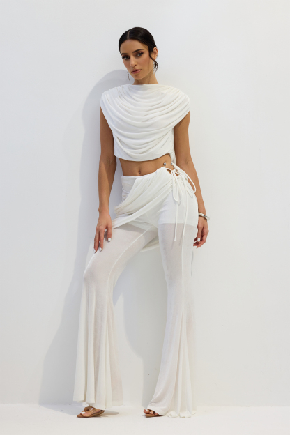 Vania Draped Crop Top & Flared Pants Set