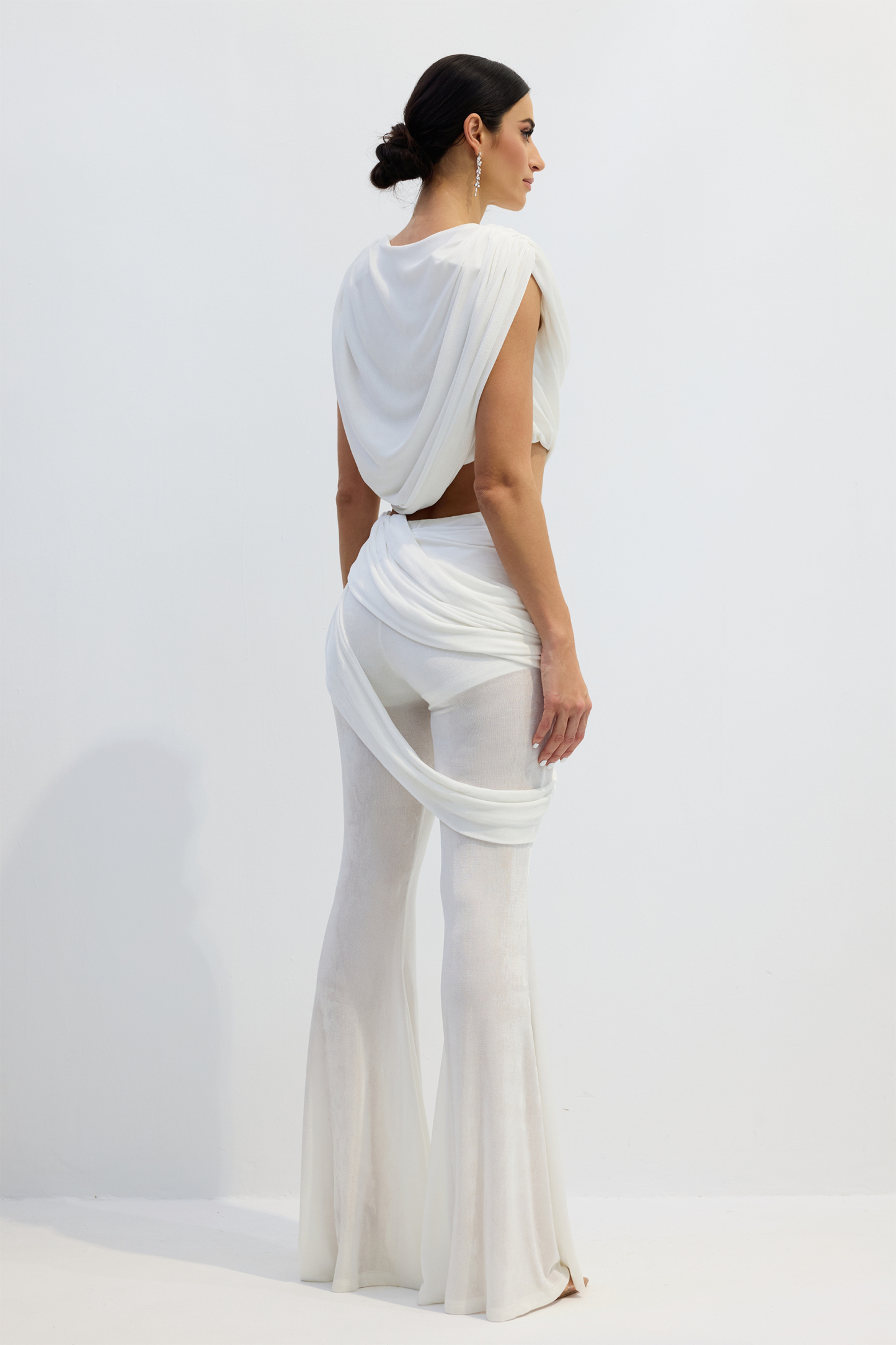 Vania Draped Crop Top & Flared Pants Set