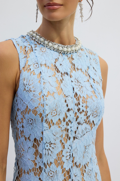 Ariana Floral Lace Sleeveless Midi Dress