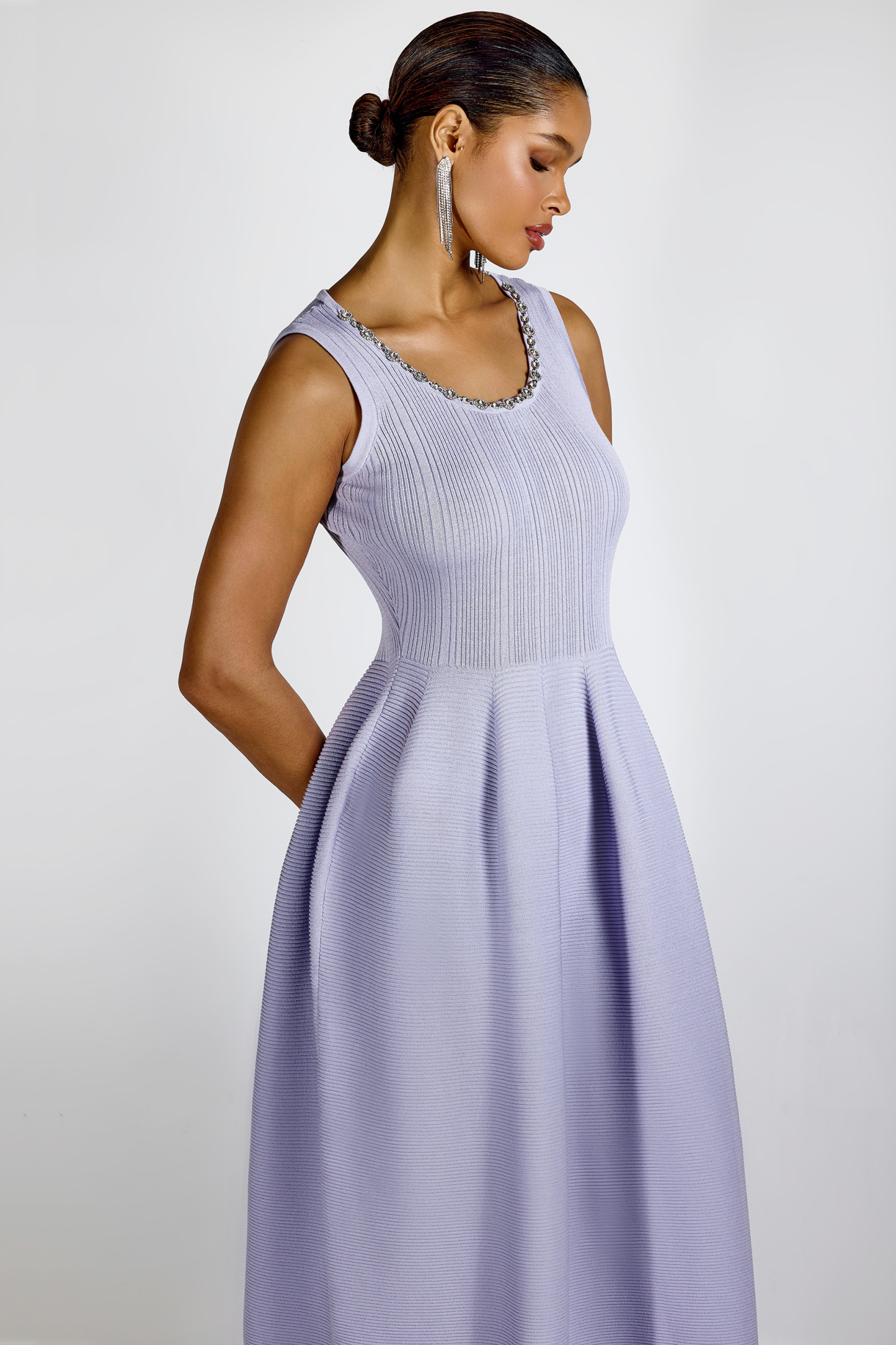 Bettina Crystal Embellished Knit Midi Dress