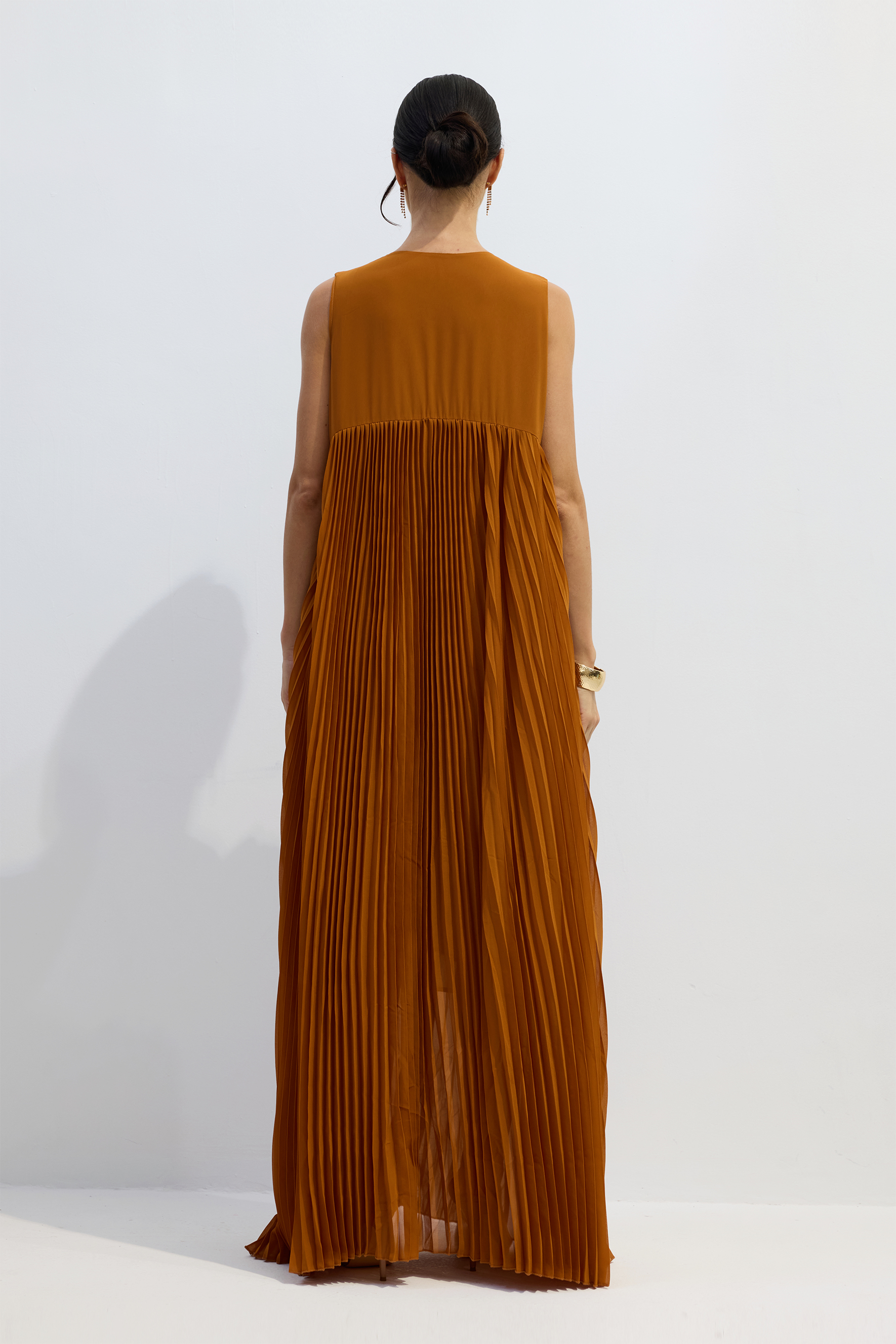 Minerva V-Neck Pleated Maxi Dress